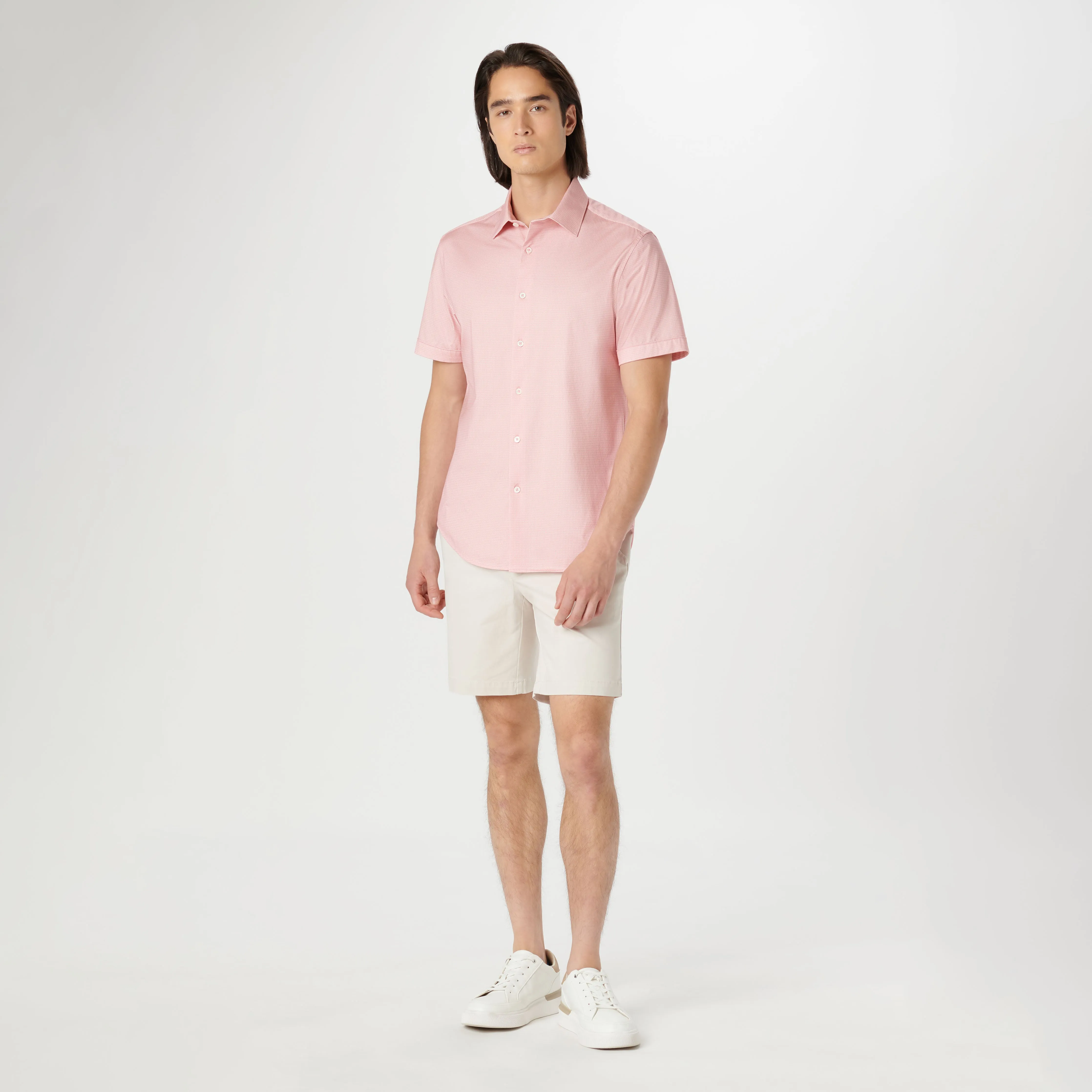 Miles Pin Dot OoohCotton Short Sleeve Shirt sold by Bugatchi product image thumbnail 5