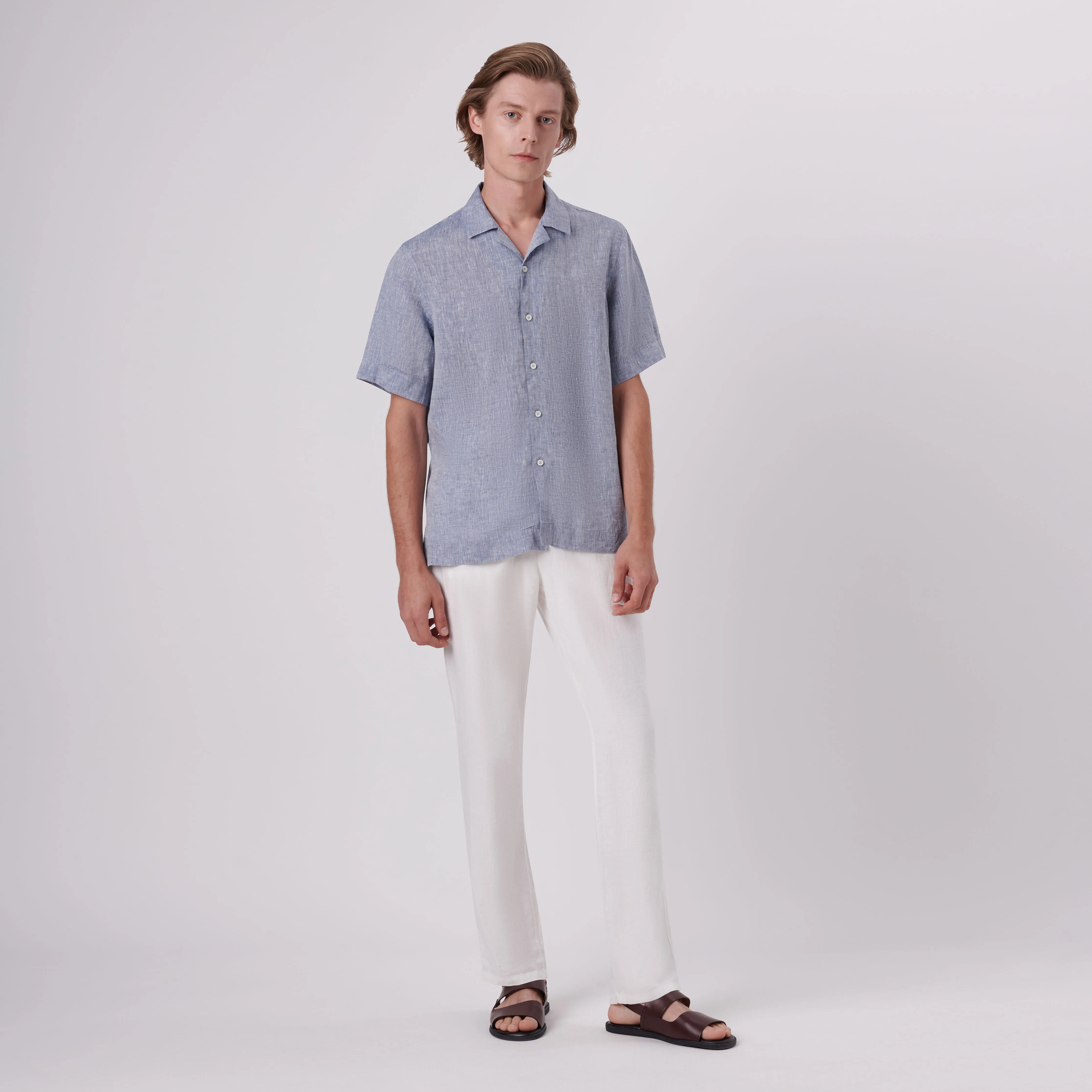 Jackson Solid Short Sleeve Linen Shirt sold by Bugatchi product image thumbnail 5