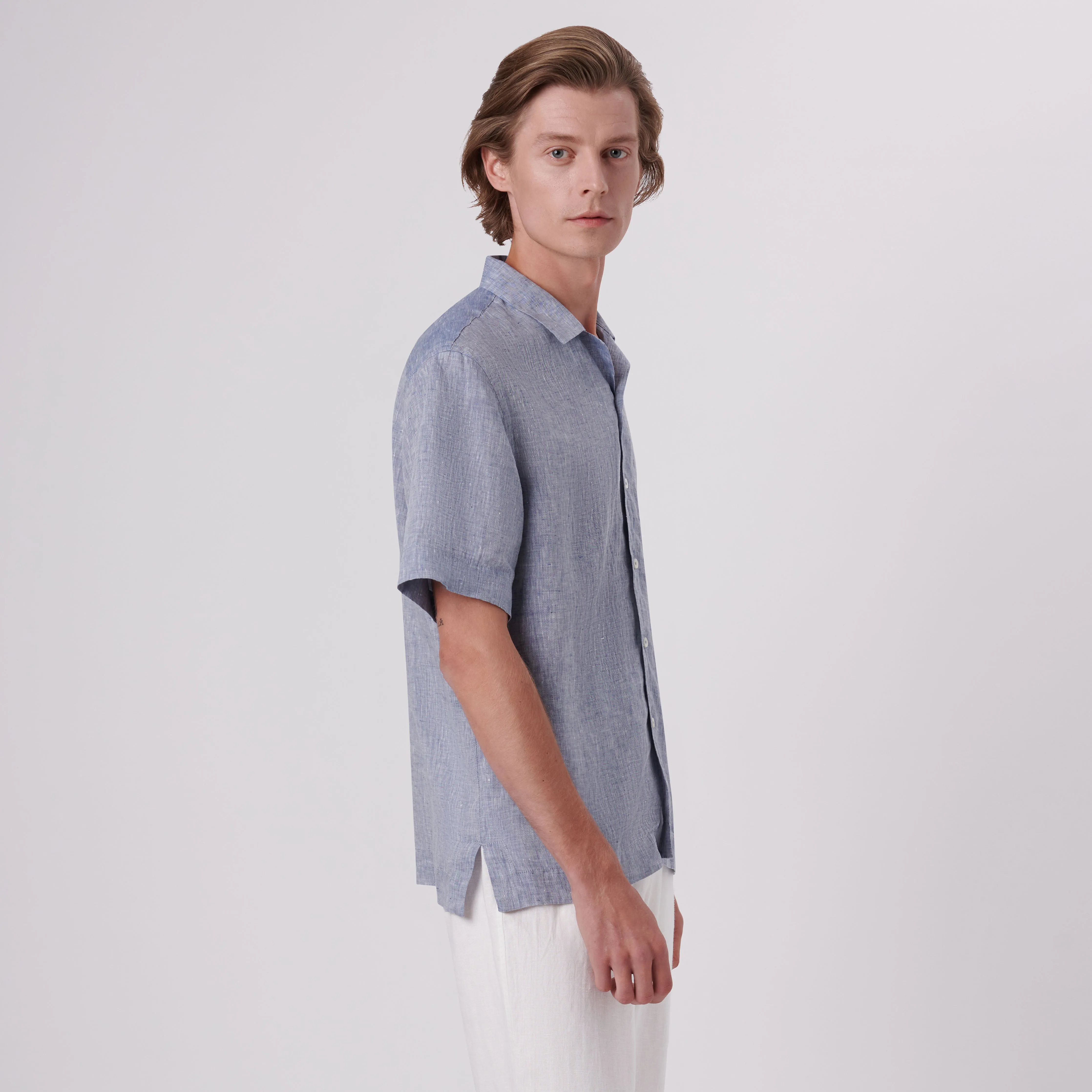 Jackson Solid Short Sleeve Linen Shirt sold by Bugatchi product image thumbnail 3