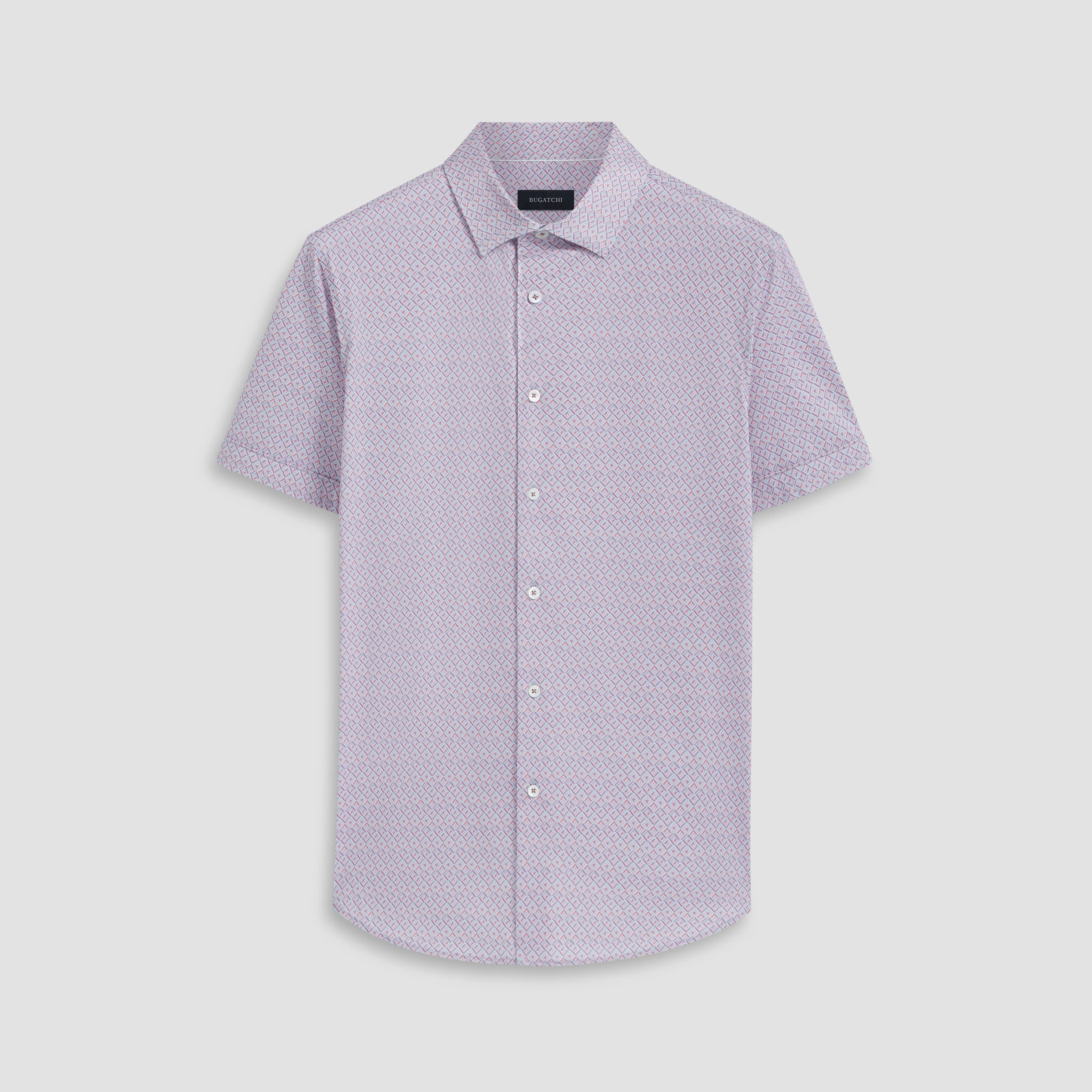Miles Diamond Check OoohCotton Short Sleeve Shirt sold by Bugatchi
