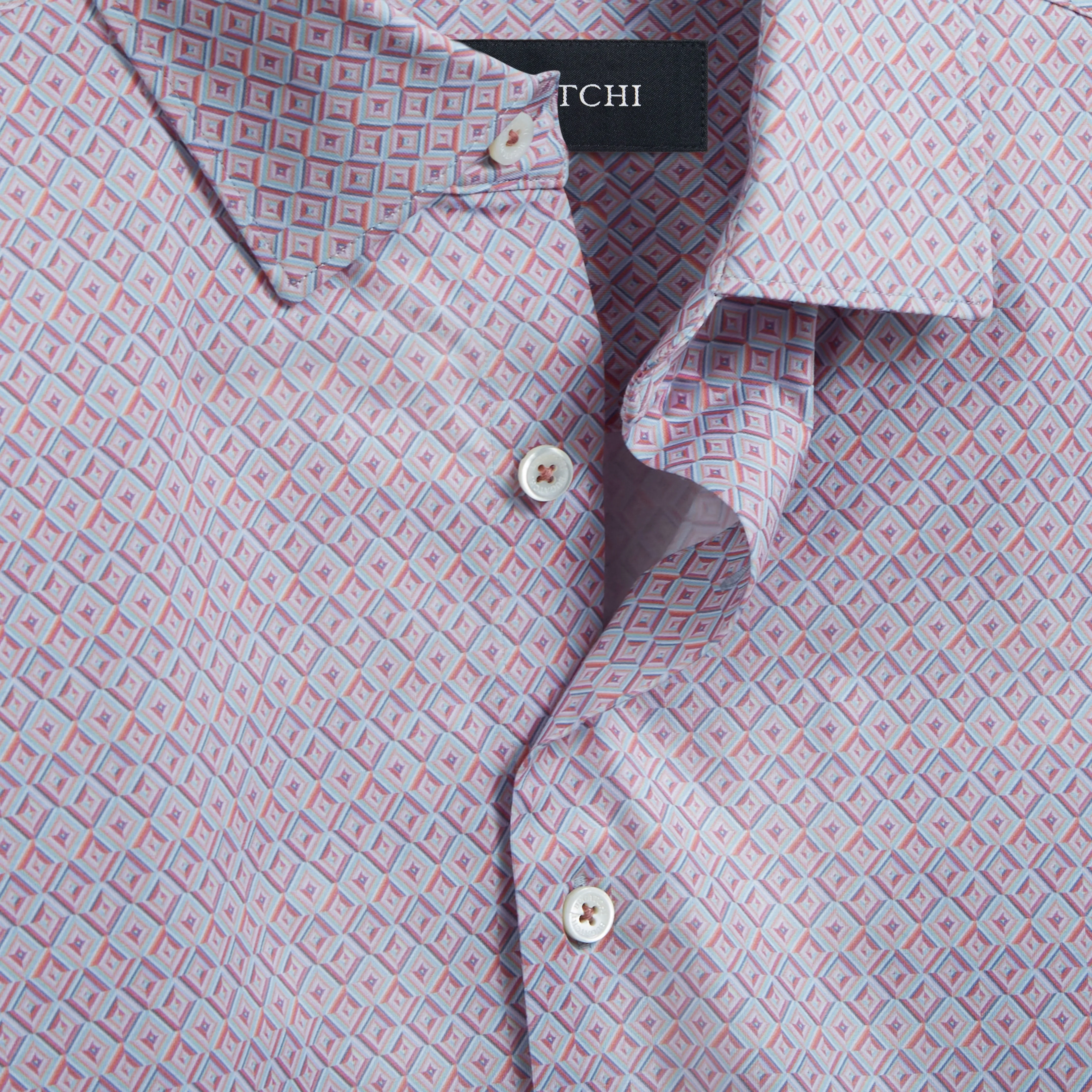 Miles Diamond Check OoohCotton Short Sleeve Shirt sold by Bugatchi product image thumbnail 2