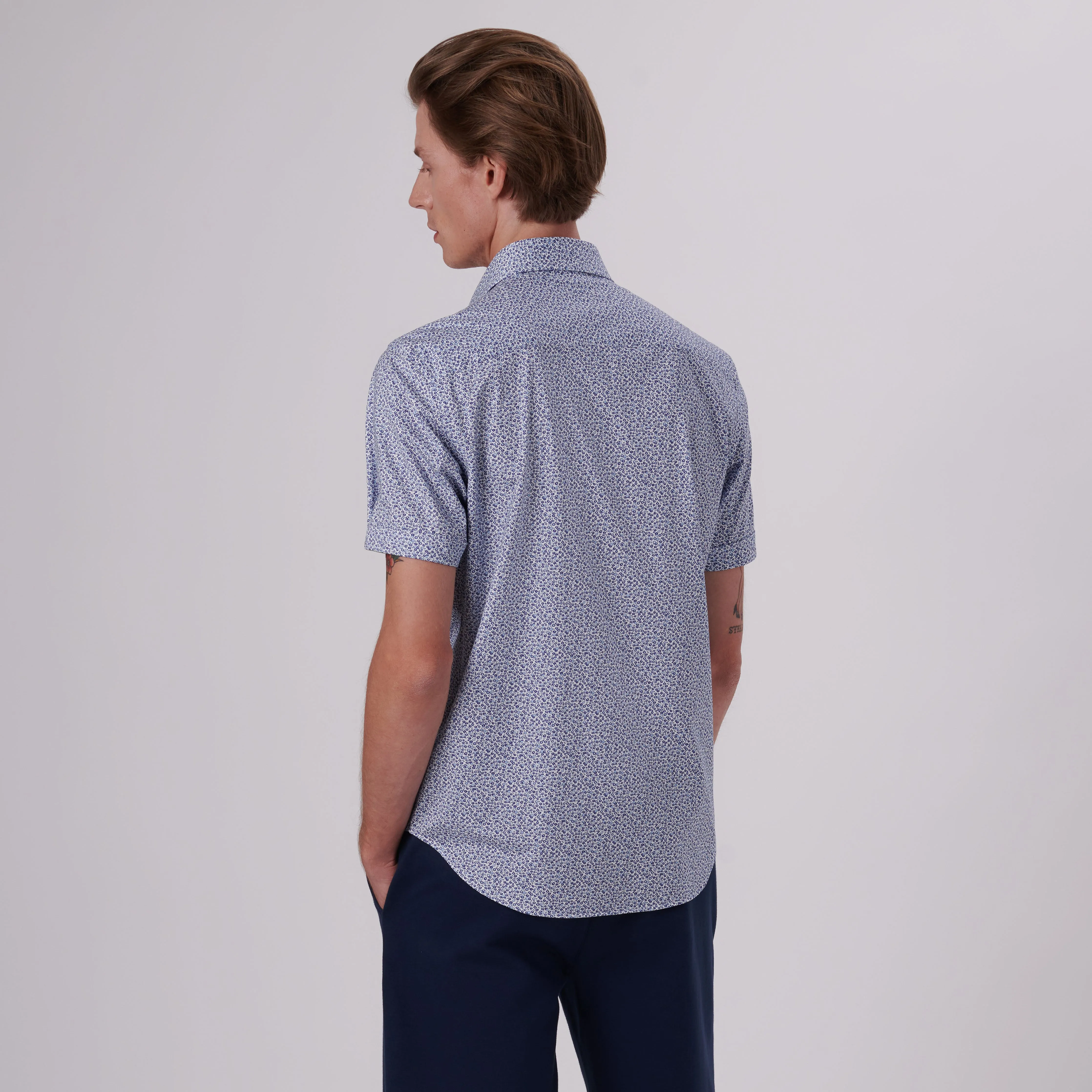 Miles Floral Print OoohCotton Short Sleeve Shirt sold by Bugatchi product image thumbnail 4