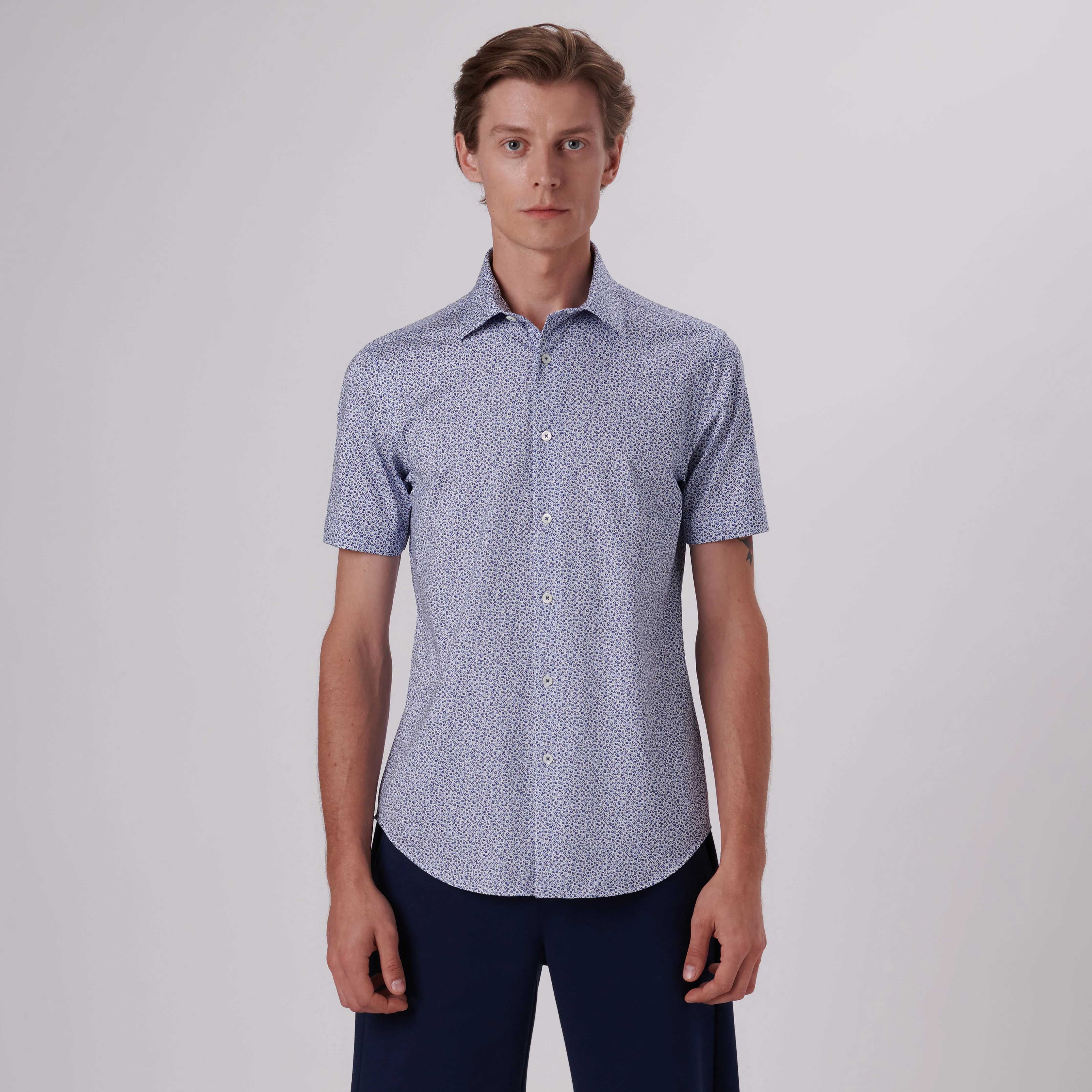 Miles Floral Print OoohCotton Short Sleeve Shirt sold by Bugatchi product image thumbnail 2