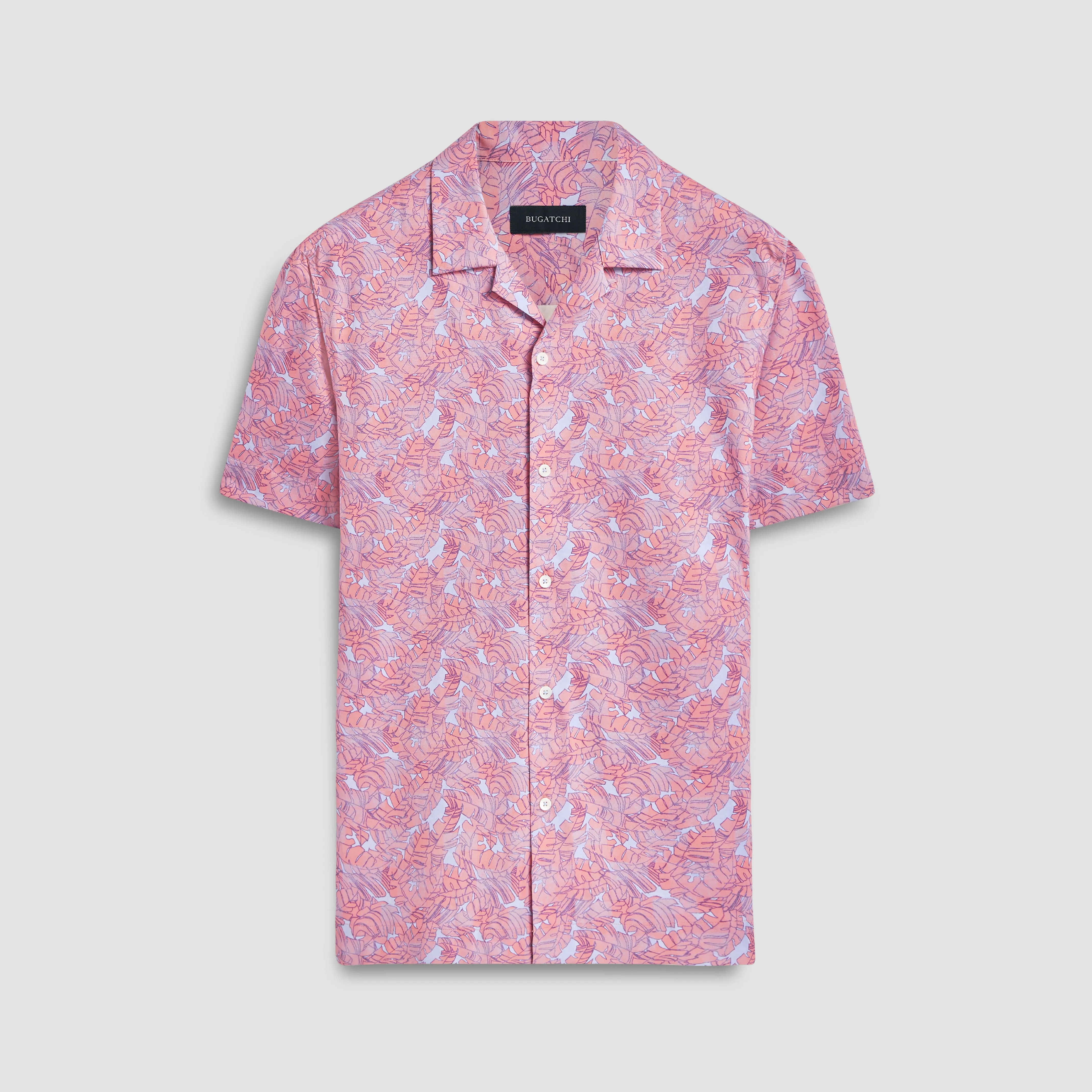 Cole Leaf Print OoohCotton Camp Shirt sold by Bugatchi