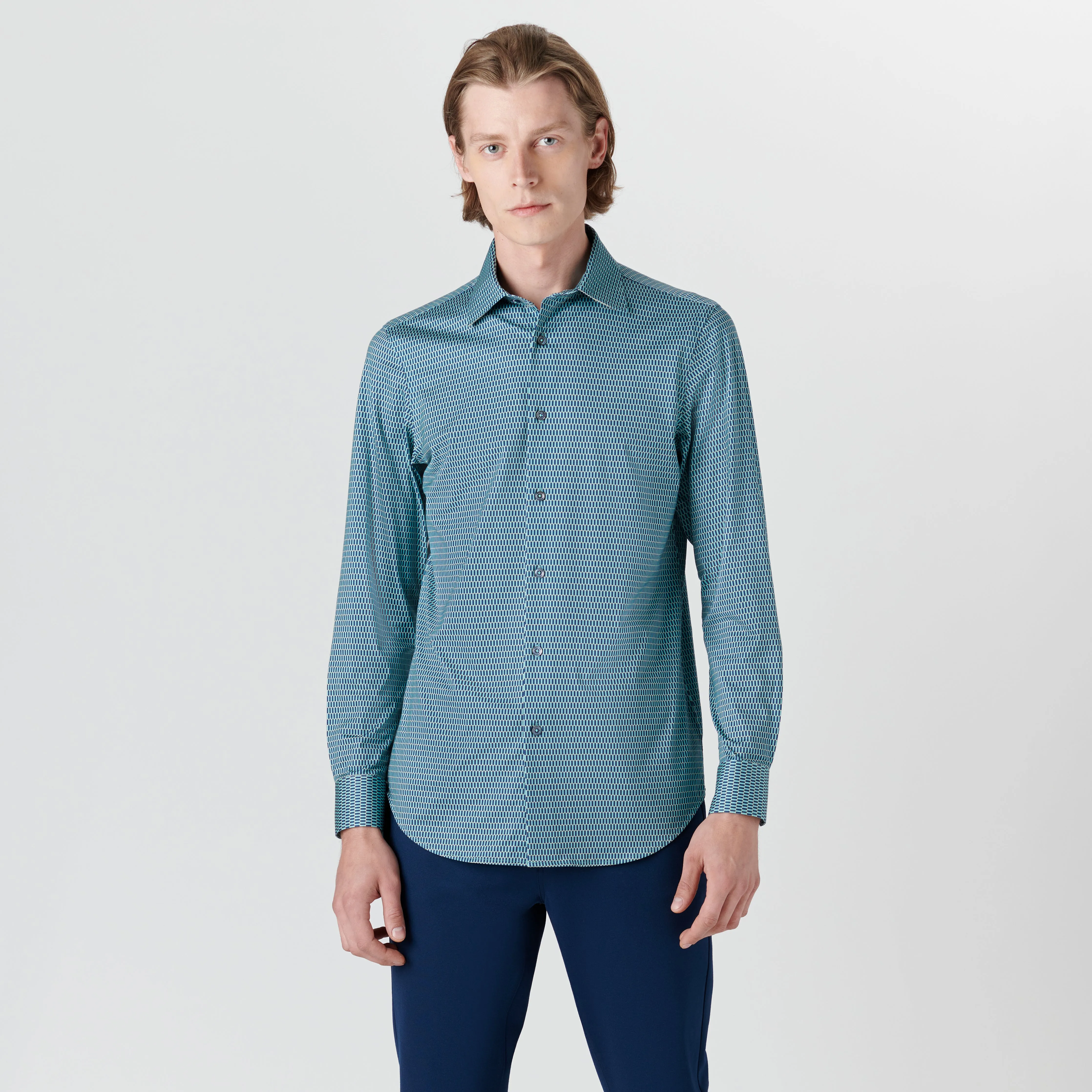 JAMES Half Drop Stripe OoohCotton Shirt sold by Bugatchi product image thumbnail 2