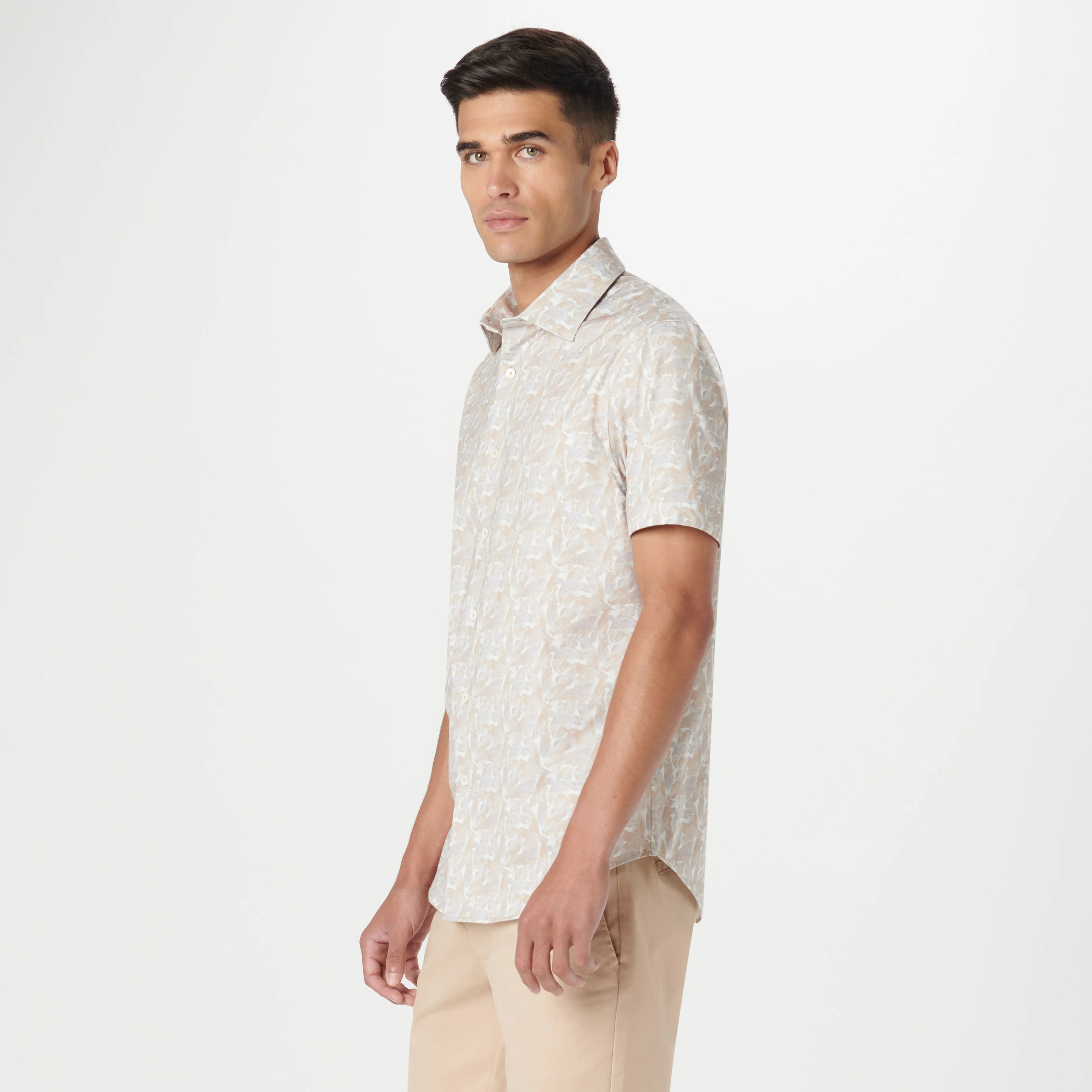 Miles Leaf Print OoohCotton Short Sleeve Shirt sold by Bugatchi product image thumbnail 3