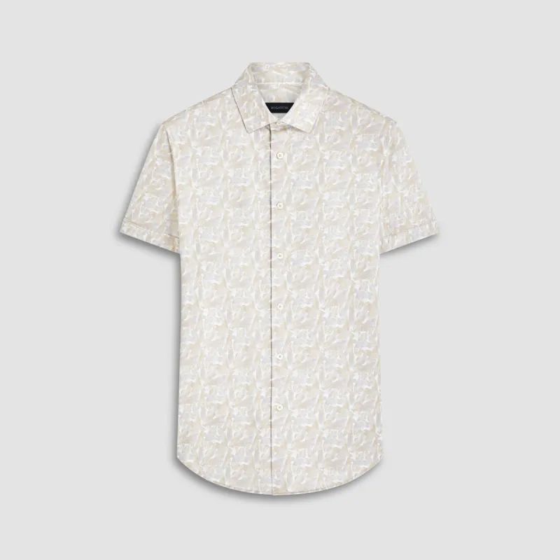 Miles Leaf Print OoohCotton Short Sleeve Shirt sold by Bugatchi