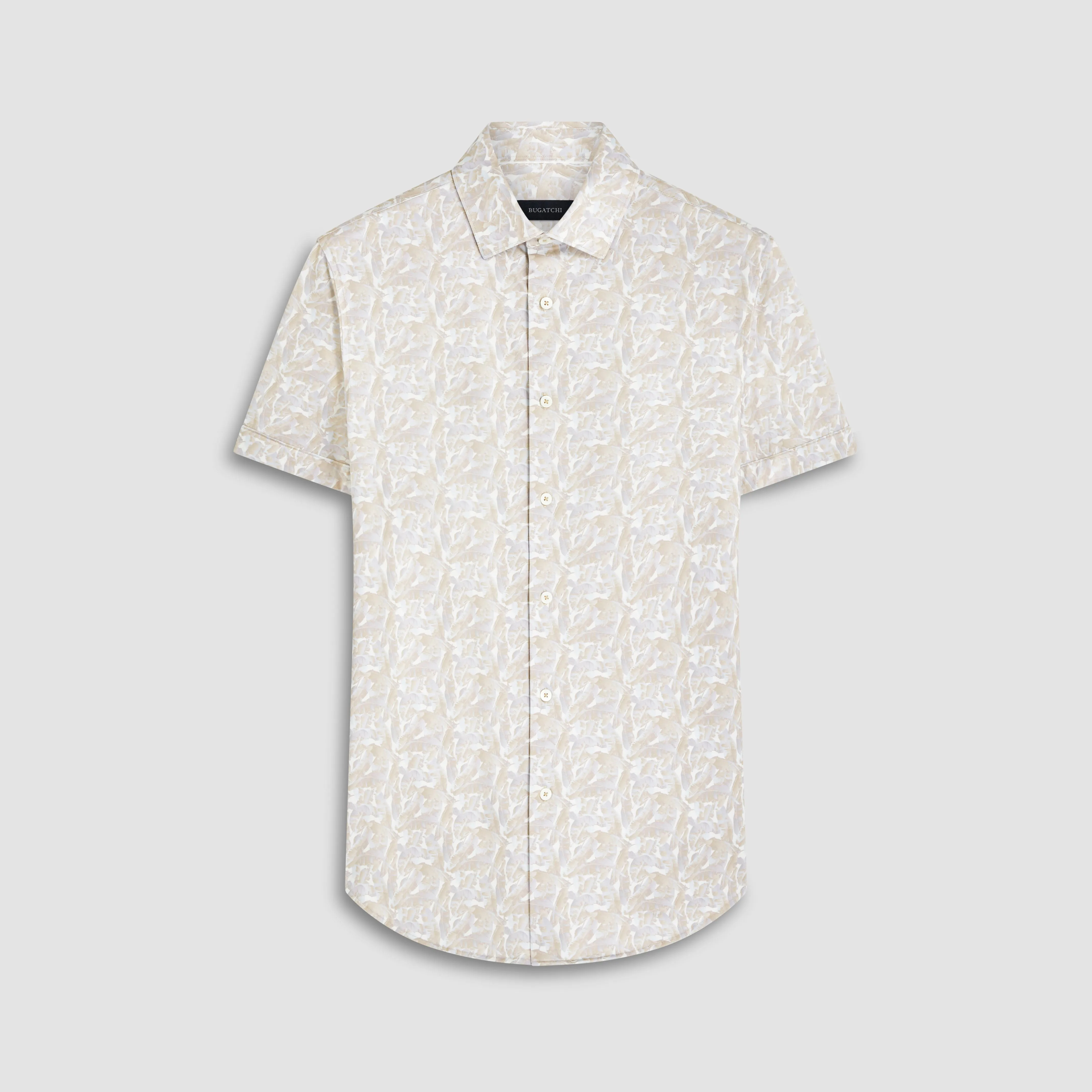Miles Leaf Print OoohCotton Short Sleeve Shirt sold by Bugatchi