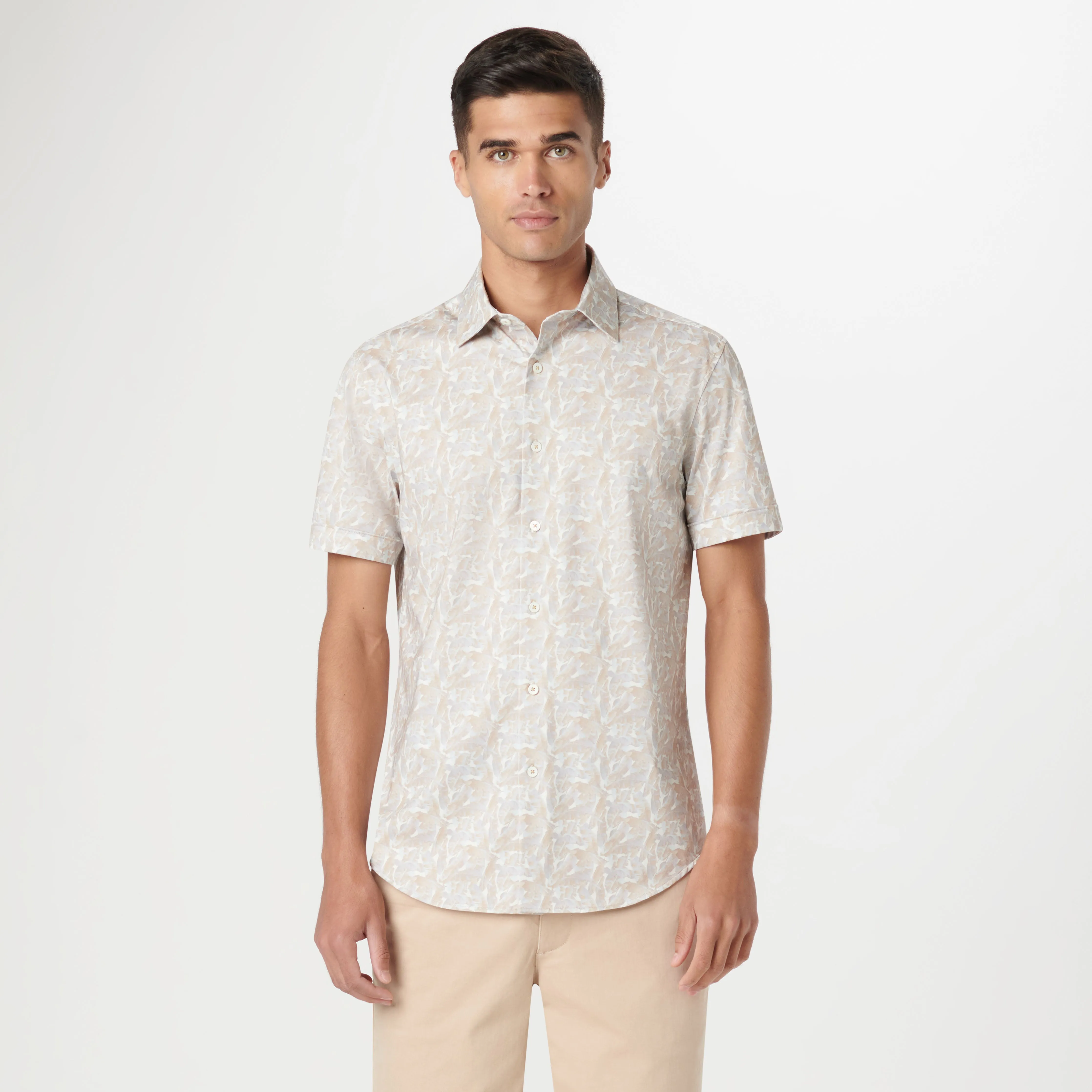 Miles Leaf Print OoohCotton Short Sleeve Shirt sold by Bugatchi product image thumbnail 2