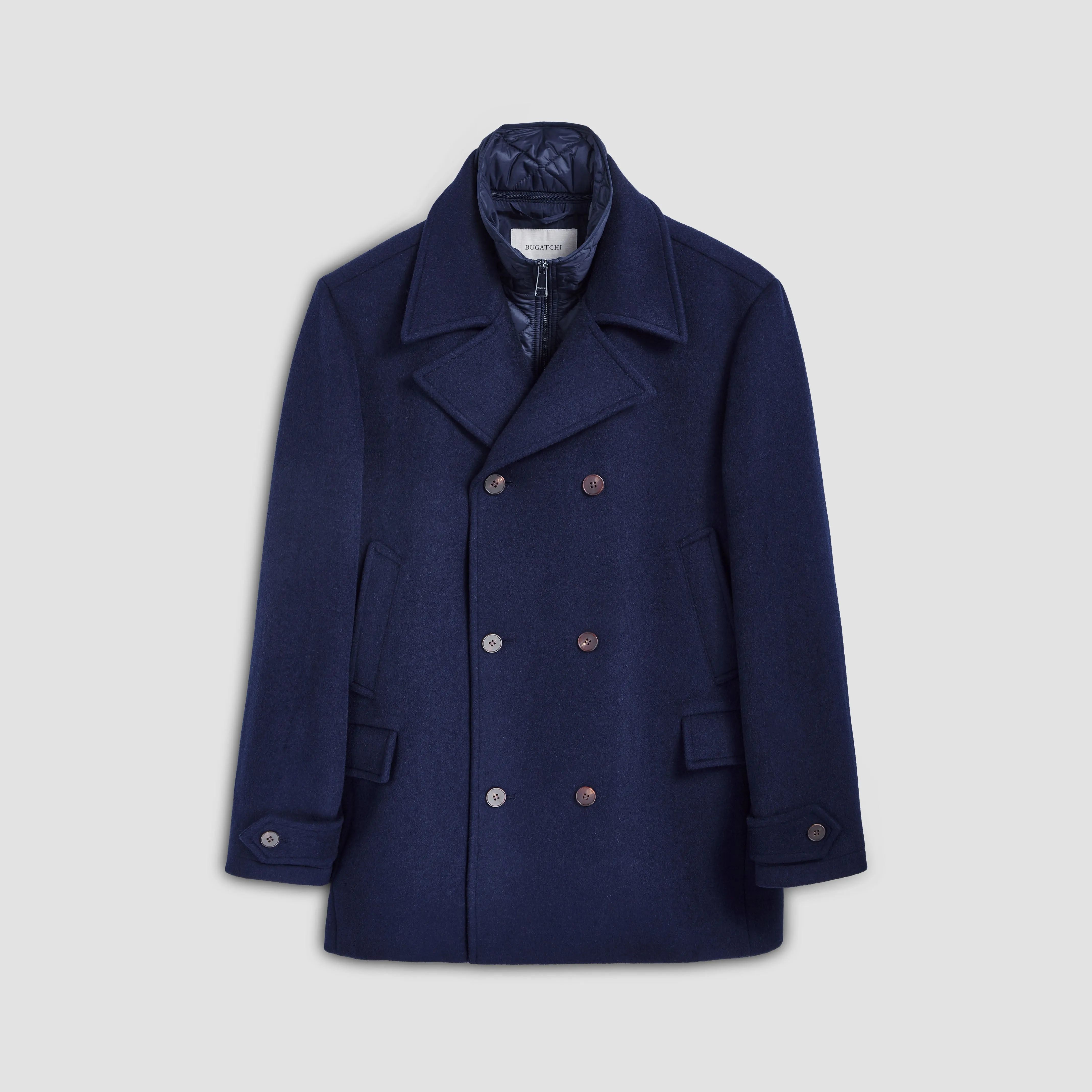 Wool Peacoat with Detachable Bib sold by Bugatchi