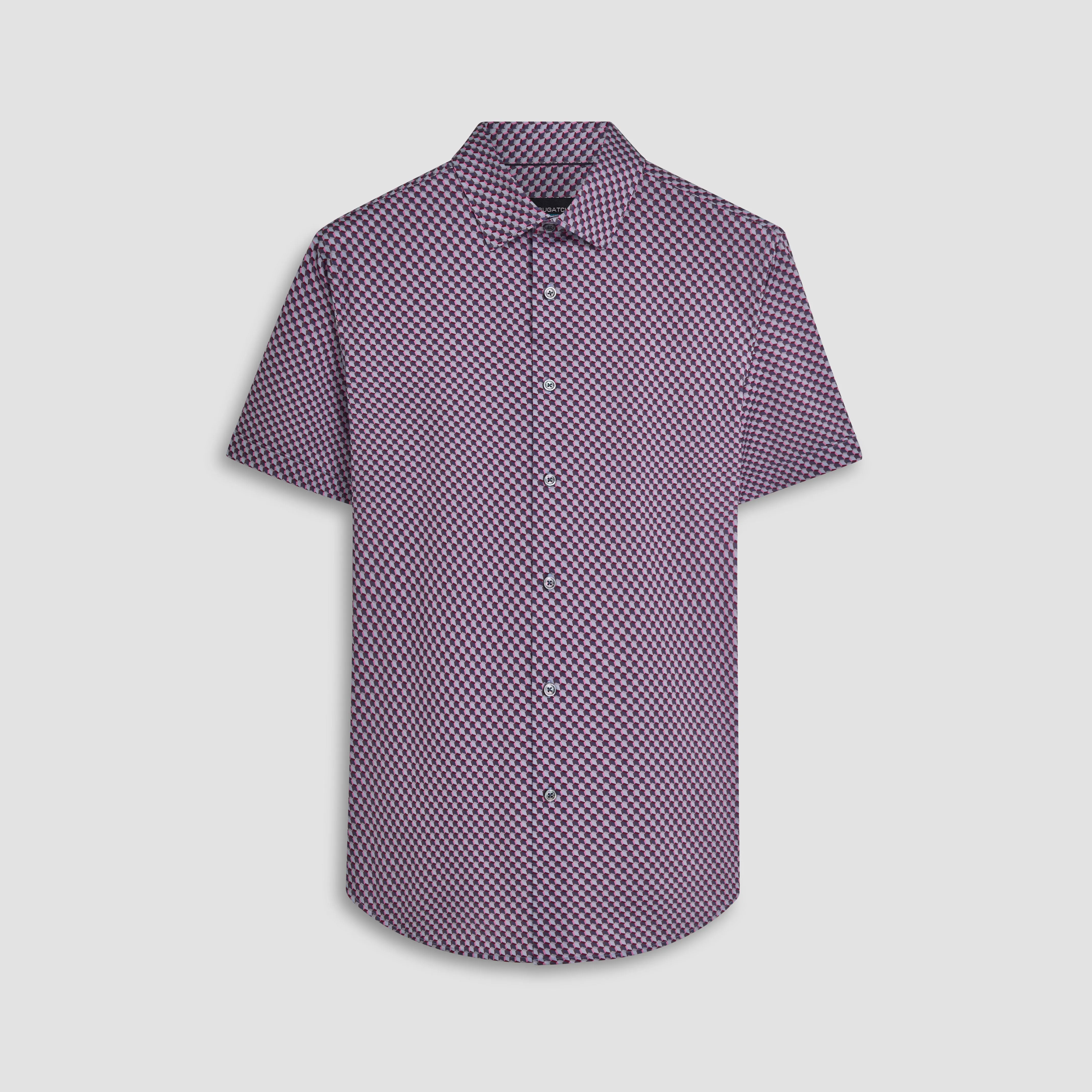 MILES Geometric Print OoohCotton Short Sleeve Shirt sold by Bugatchi