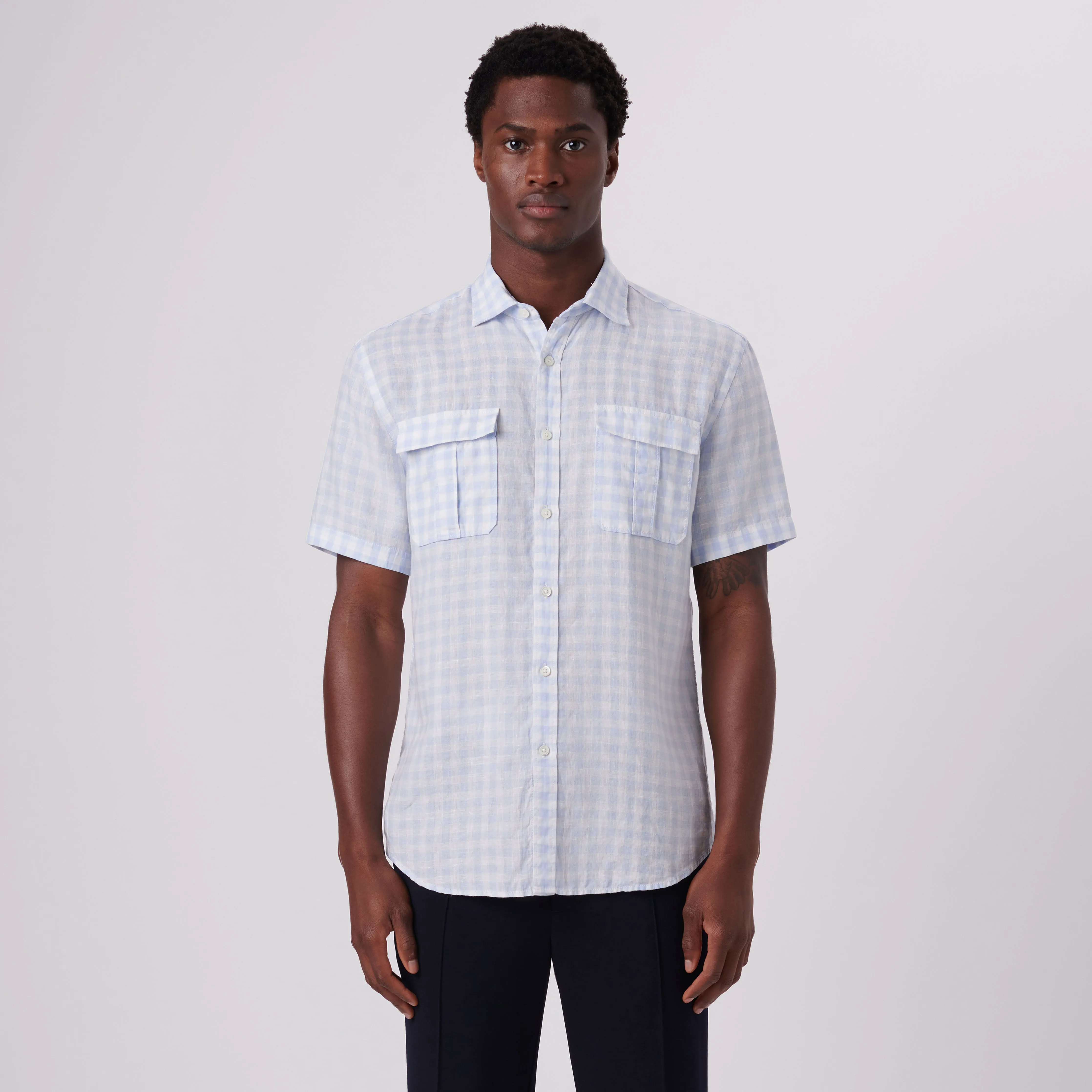 Orson Gingham Check Short Sleeve Shirt sold by Bugatchi product image thumbnail 2