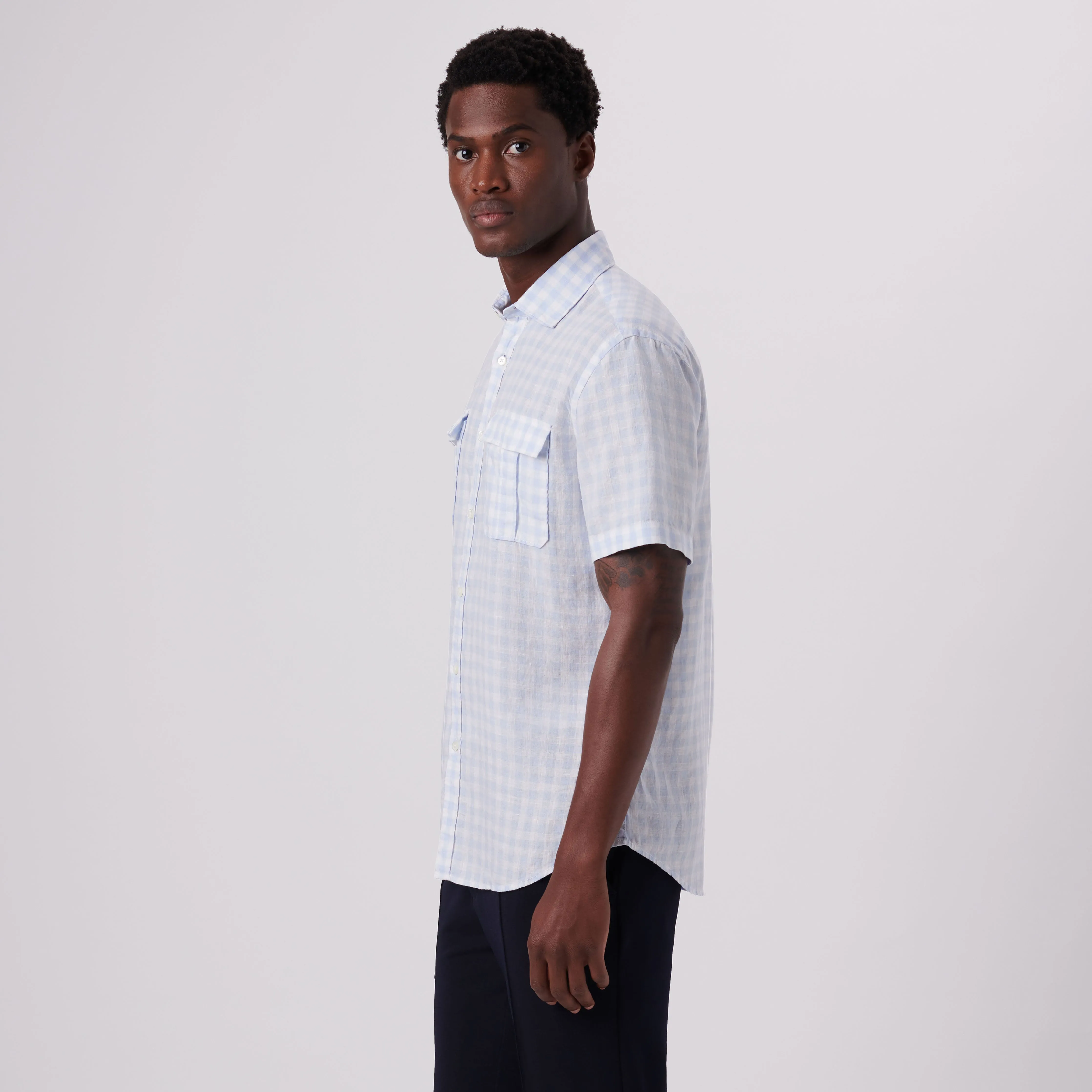 Orson Gingham Check Short Sleeve Shirt sold by Bugatchi product image thumbnail 3