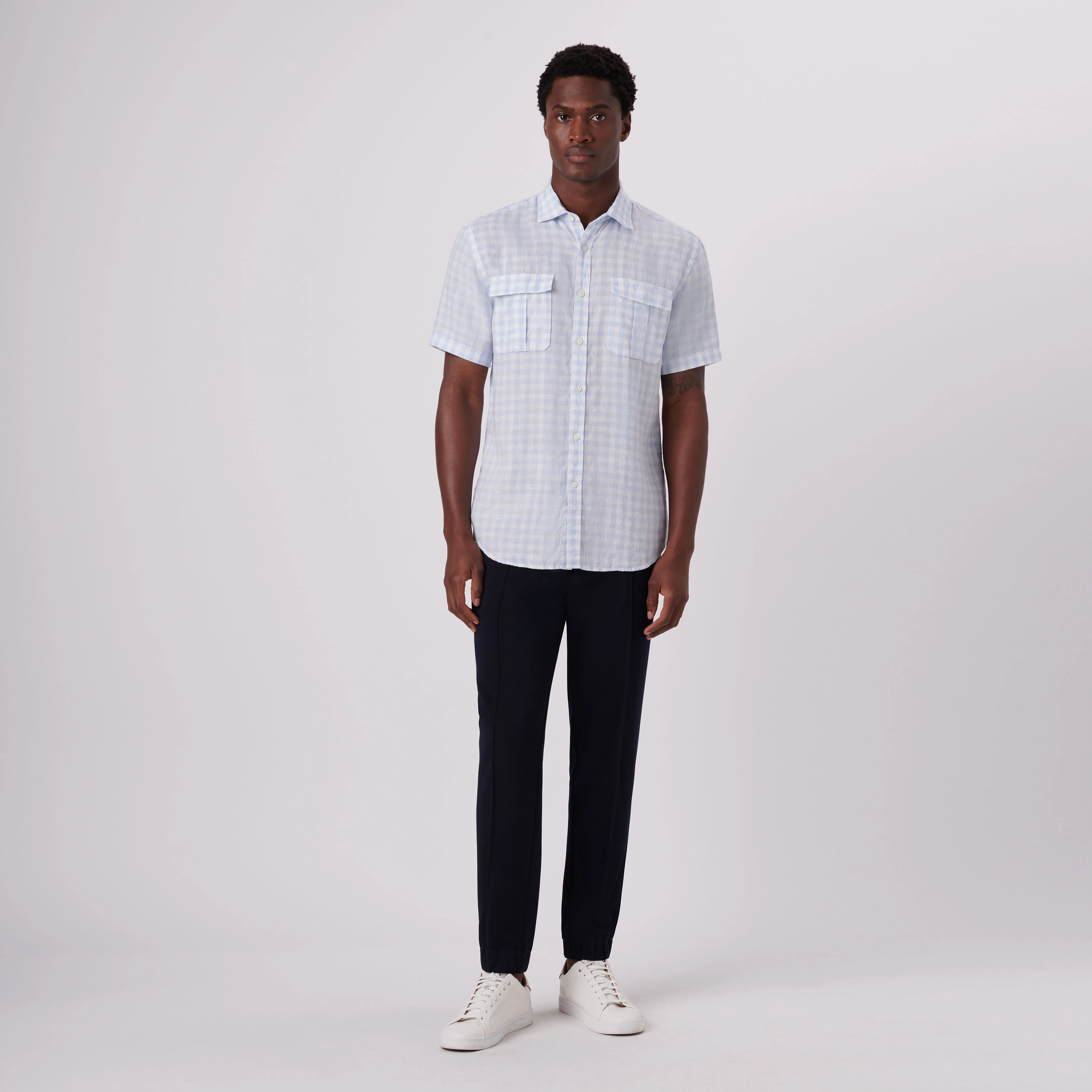 Orson Gingham Check Short Sleeve Shirt sold by Bugatchi product image thumbnail 5