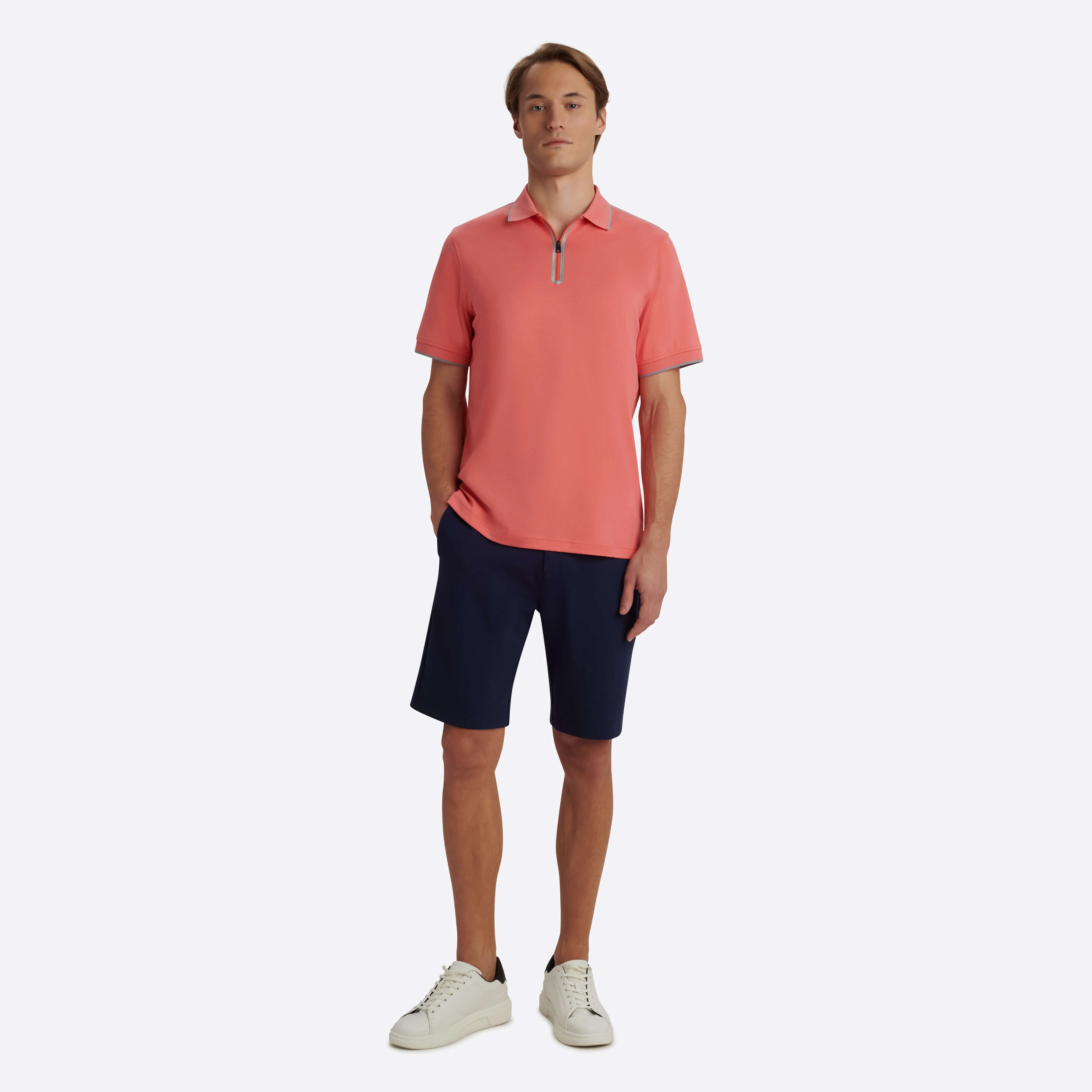 Short Sleeve Quarter Zip Polo sold by Bugatchi product image thumbnail 5