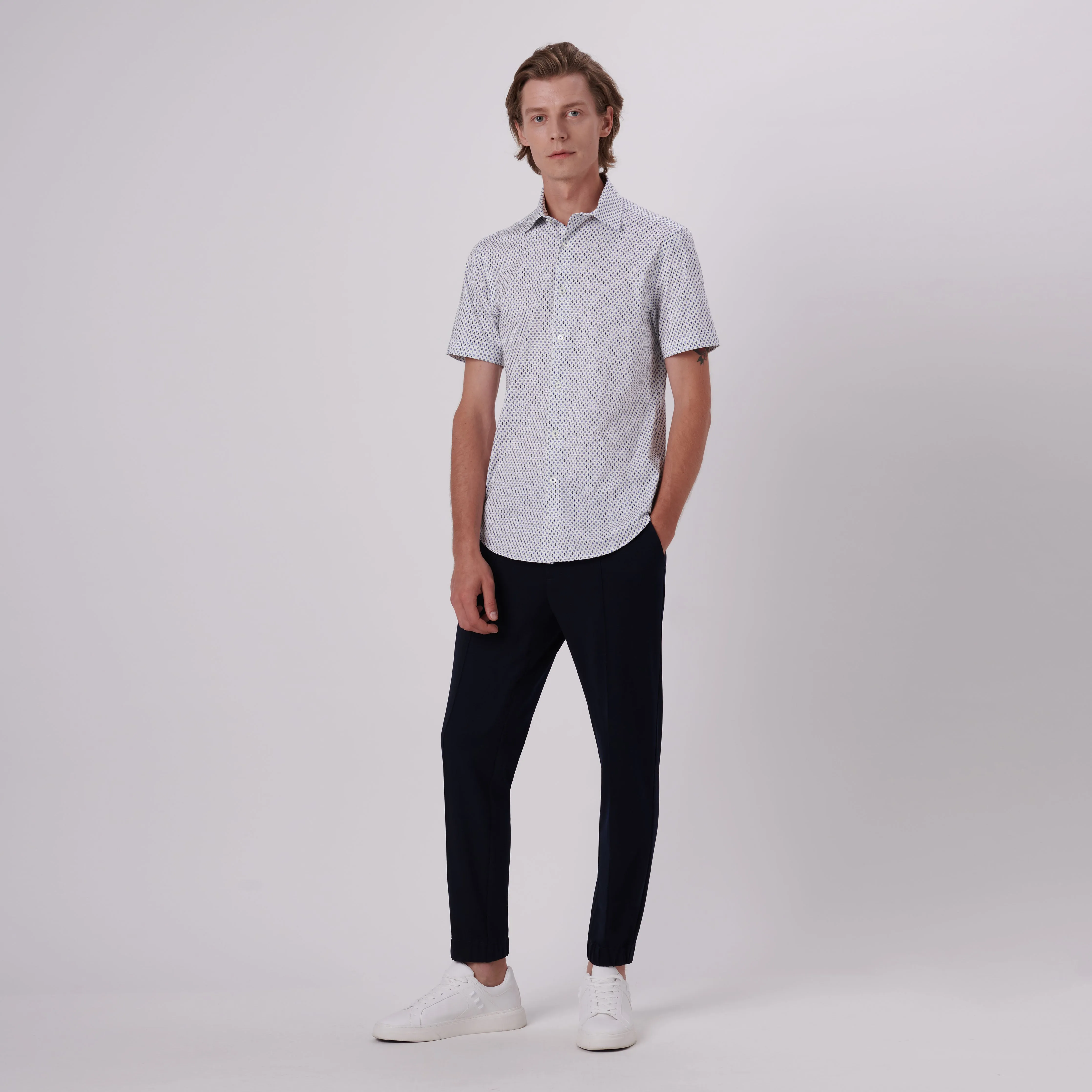 Miles Abstract Print OoohCotton Short Sleeve Shirt sold by Bugatchi product image thumbnail 5