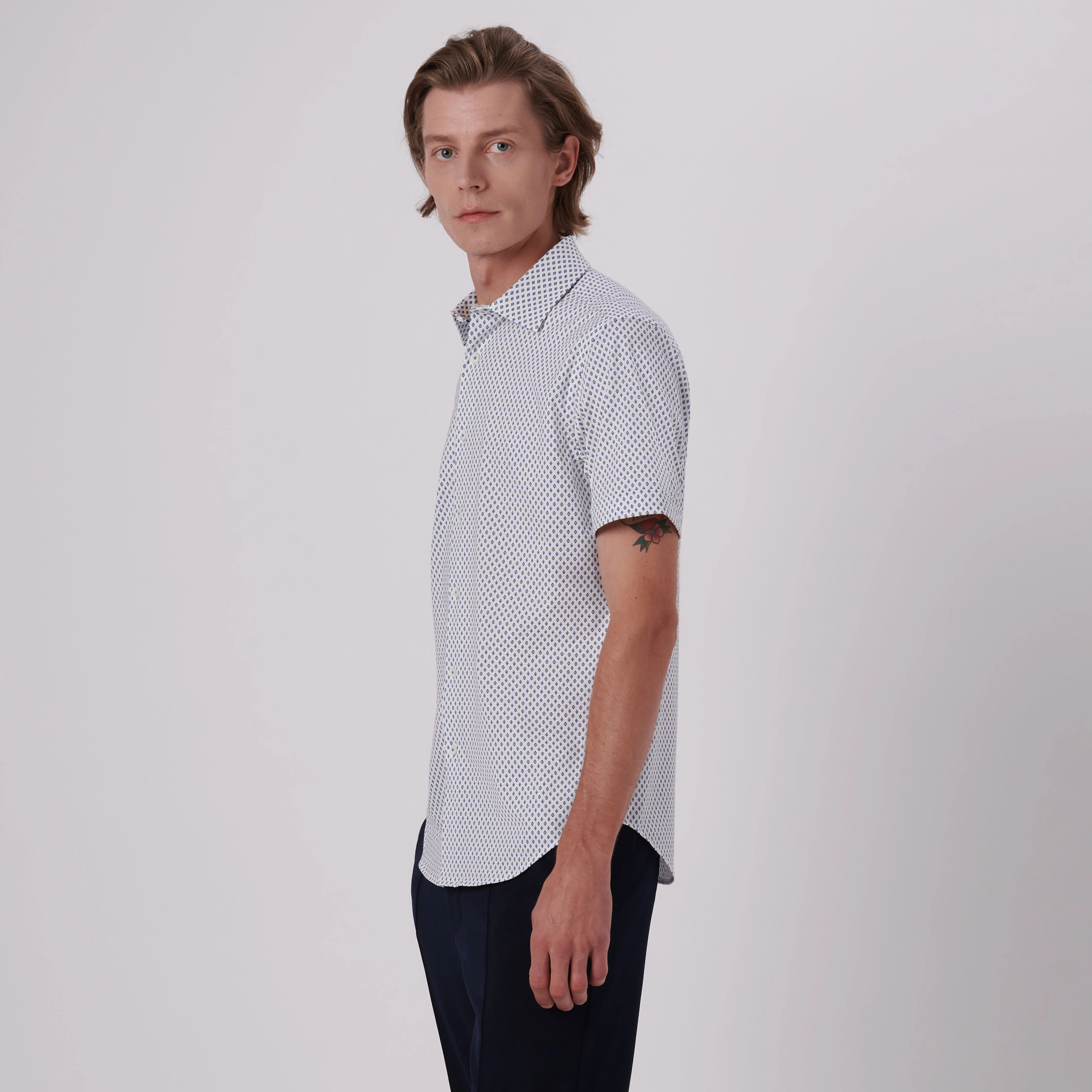 Miles Abstract Print OoohCotton Short Sleeve Shirt sold by Bugatchi product image thumbnail 3