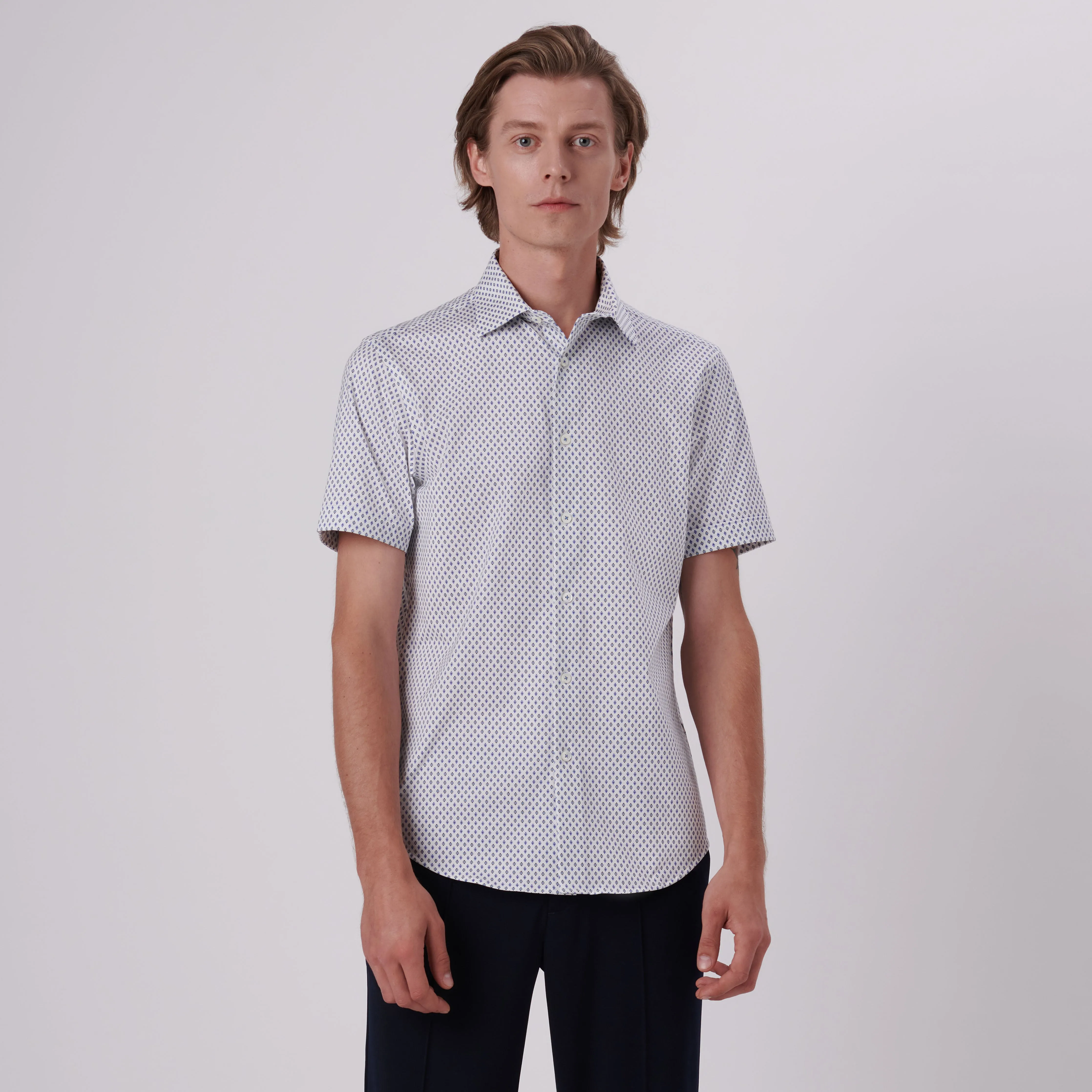Miles Abstract Print OoohCotton Short Sleeve Shirt sold by Bugatchi product image thumbnail 2