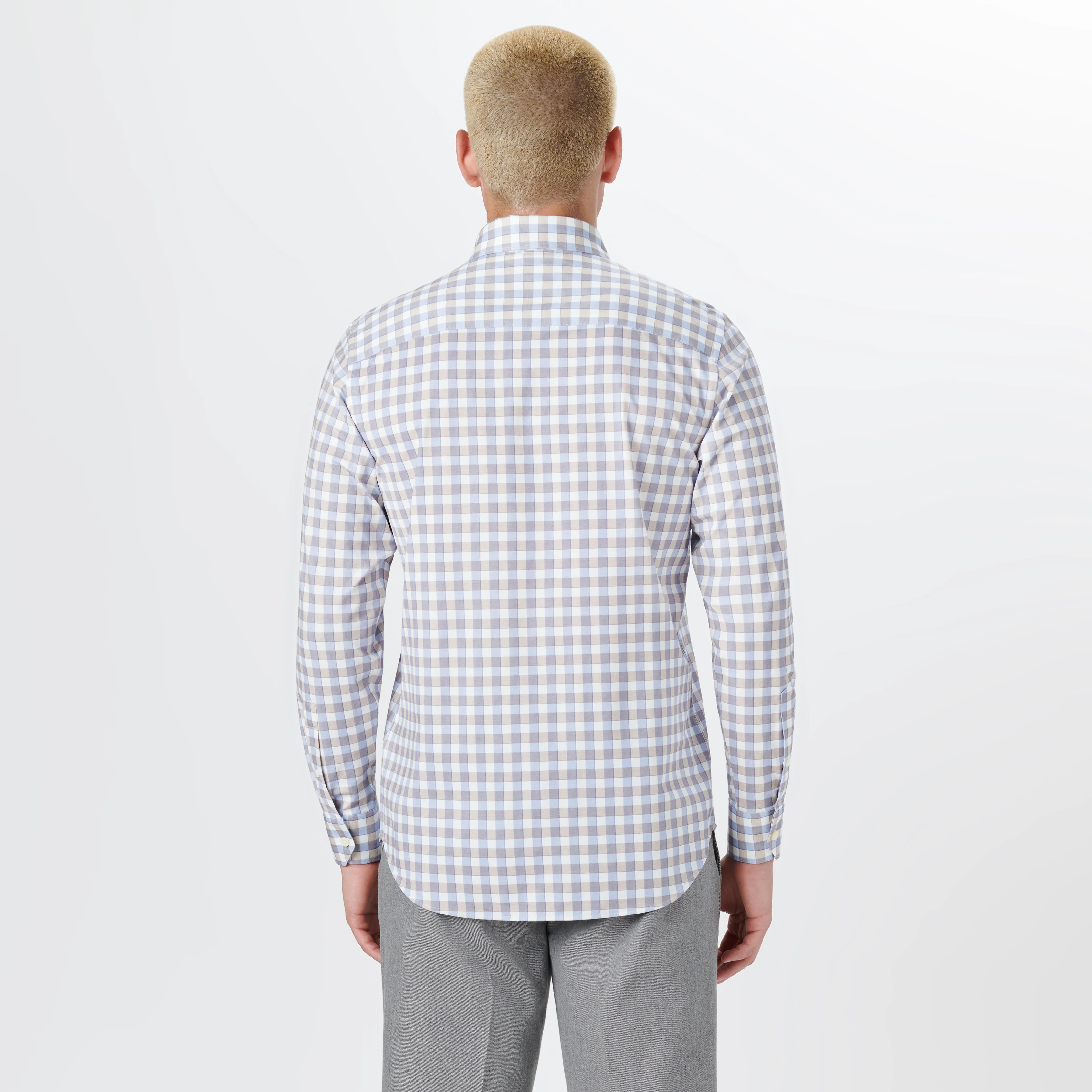 JAMES Gingham Check OoohCotton Twill Shirt sold by Bugatchi product image thumbnail 4