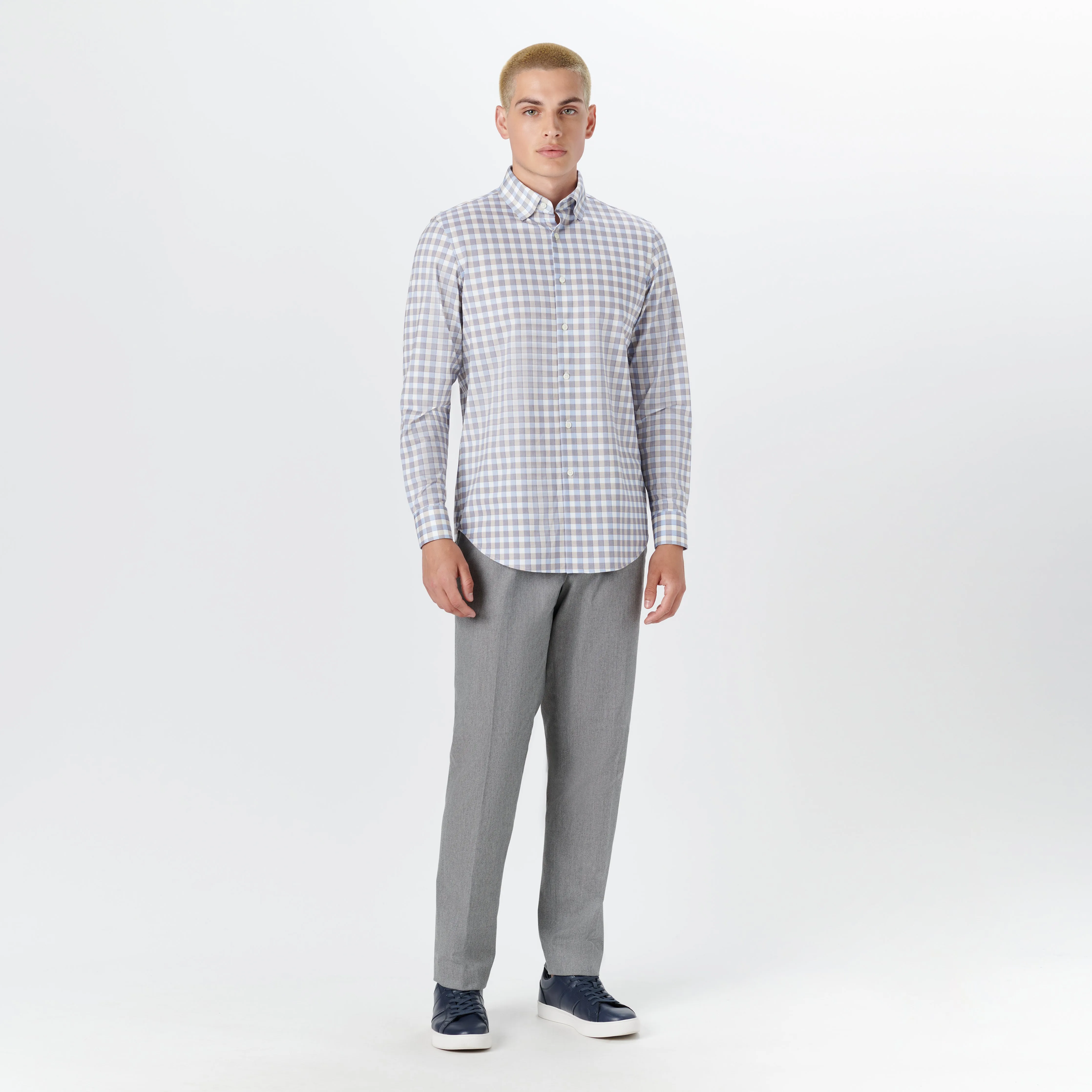 JAMES Gingham Check OoohCotton Twill Shirt sold by Bugatchi product image thumbnail 5