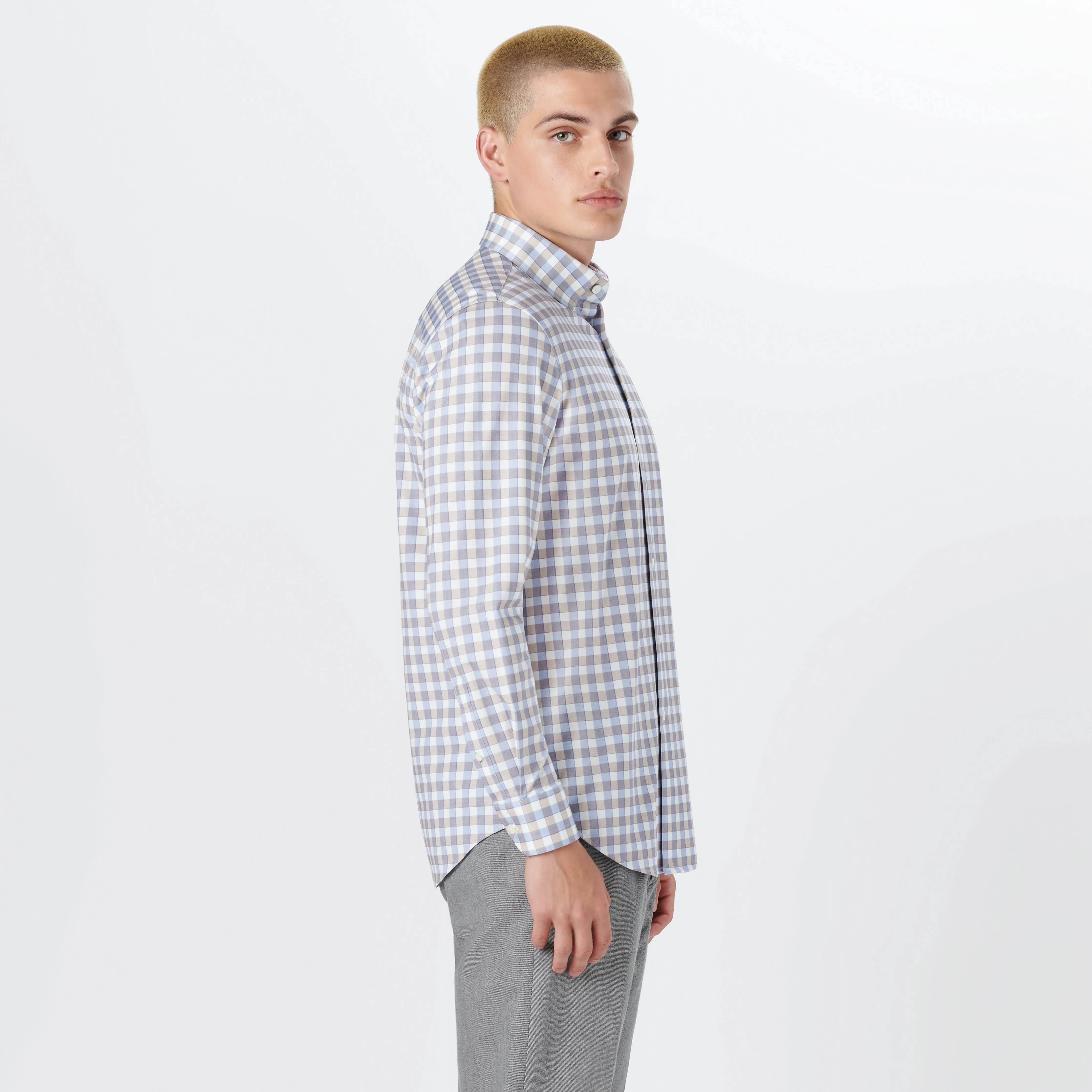 JAMES Gingham Check OoohCotton Twill Shirt sold by Bugatchi product image thumbnail 3