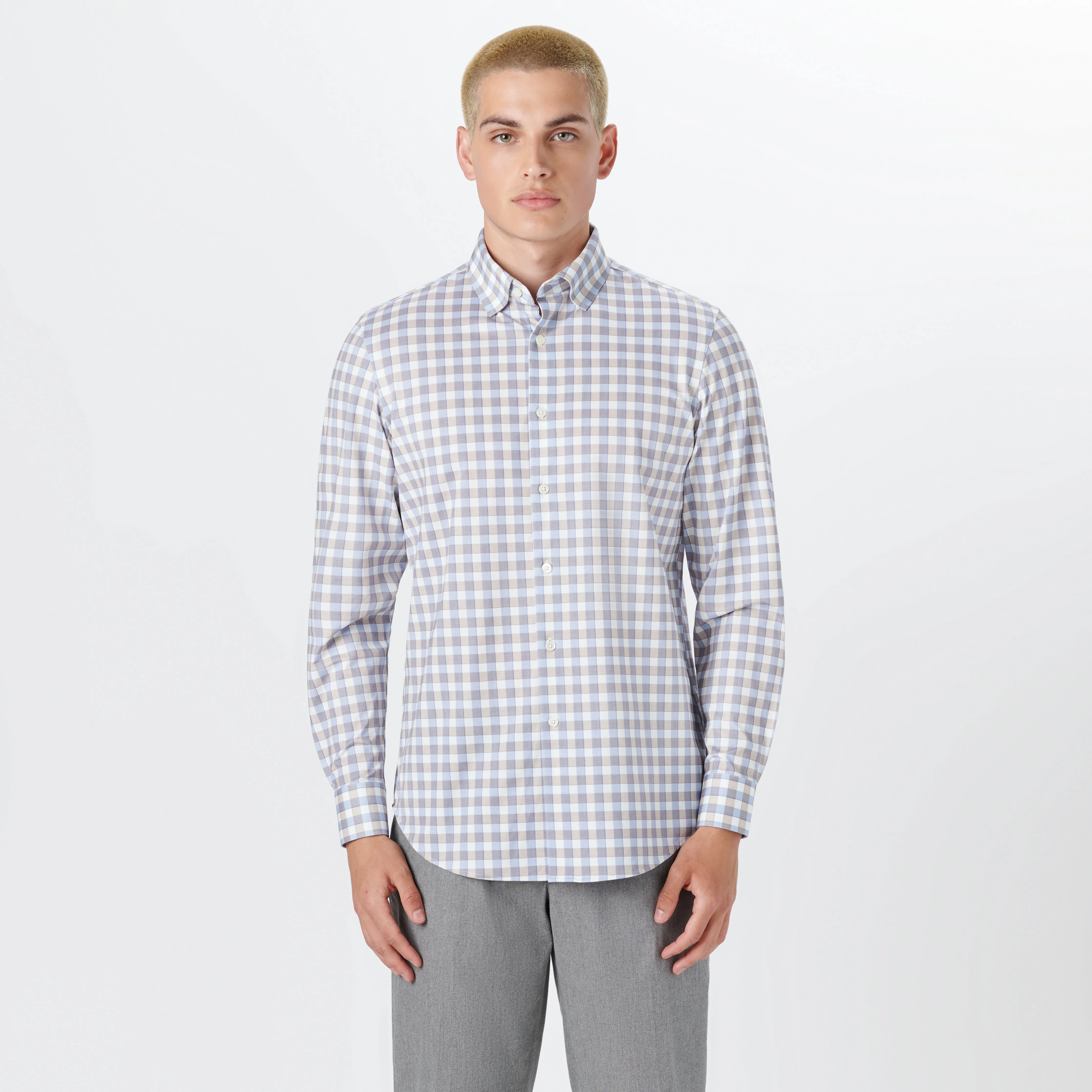 JAMES Gingham Check OoohCotton Twill Shirt sold by Bugatchi product image thumbnail 2