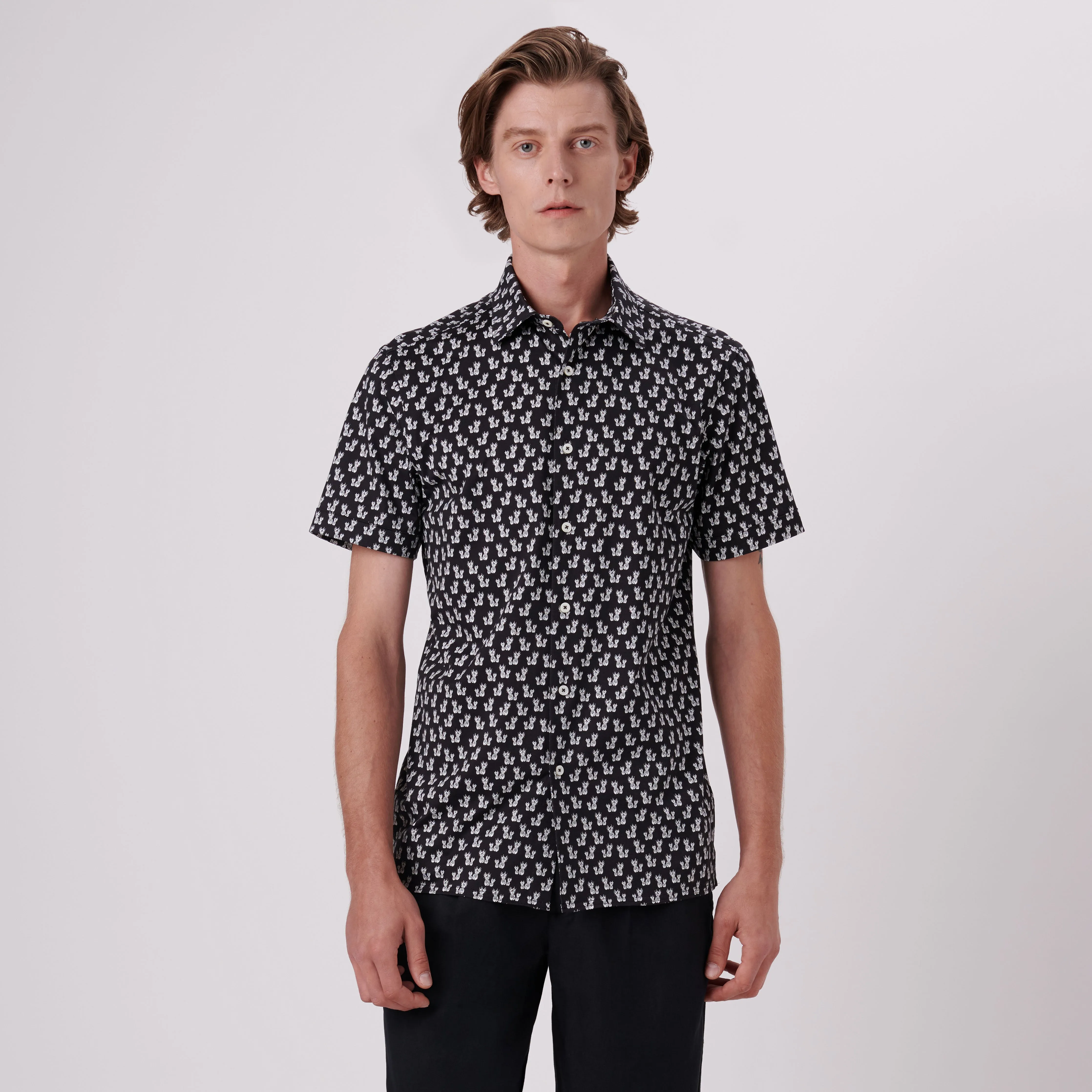 Milo Pineapples Print OoohCotton Short Sleeve Shirt sold by Bugatchi product image thumbnail 2