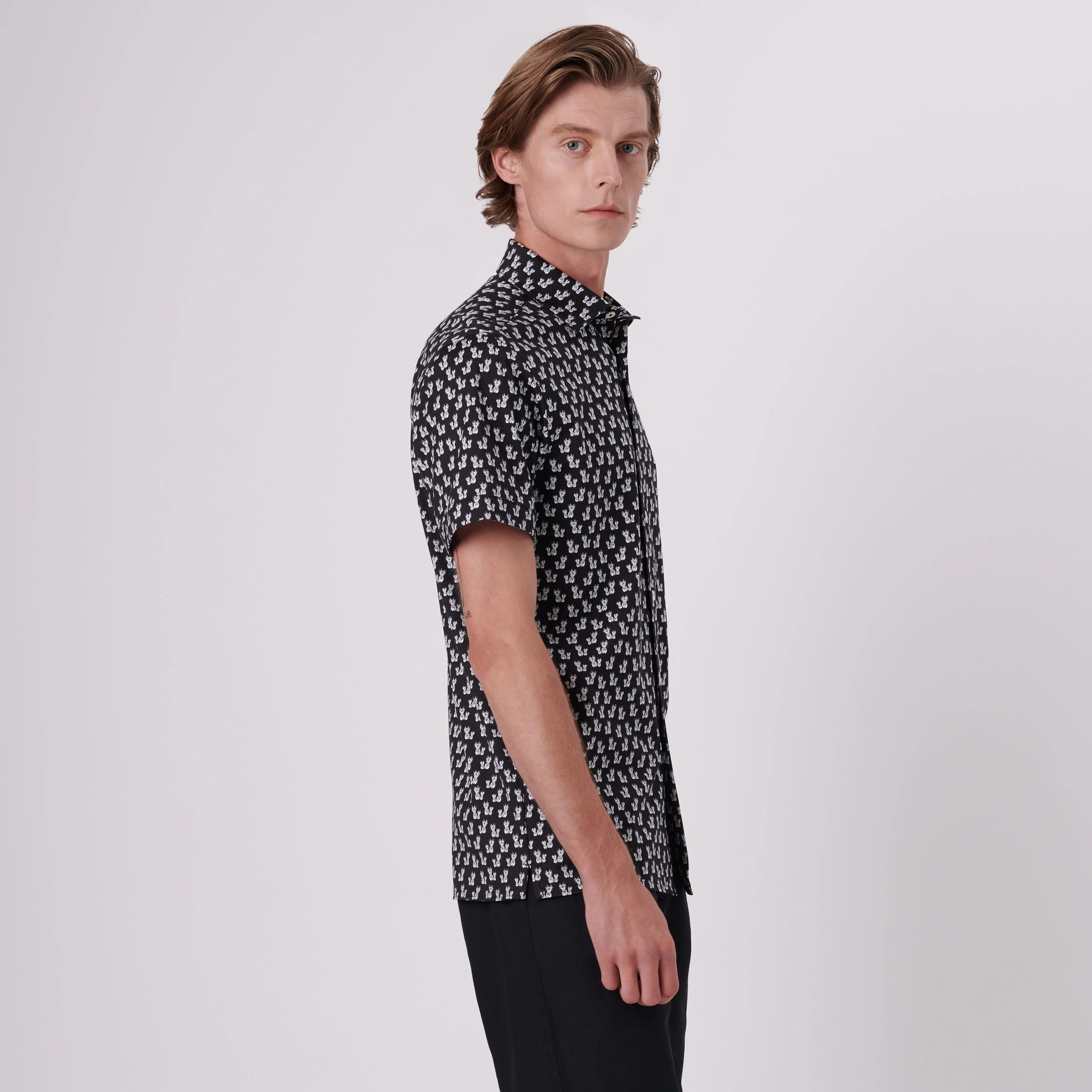 Milo Pineapples Print OoohCotton Short Sleeve Shirt sold by Bugatchi product image thumbnail 3