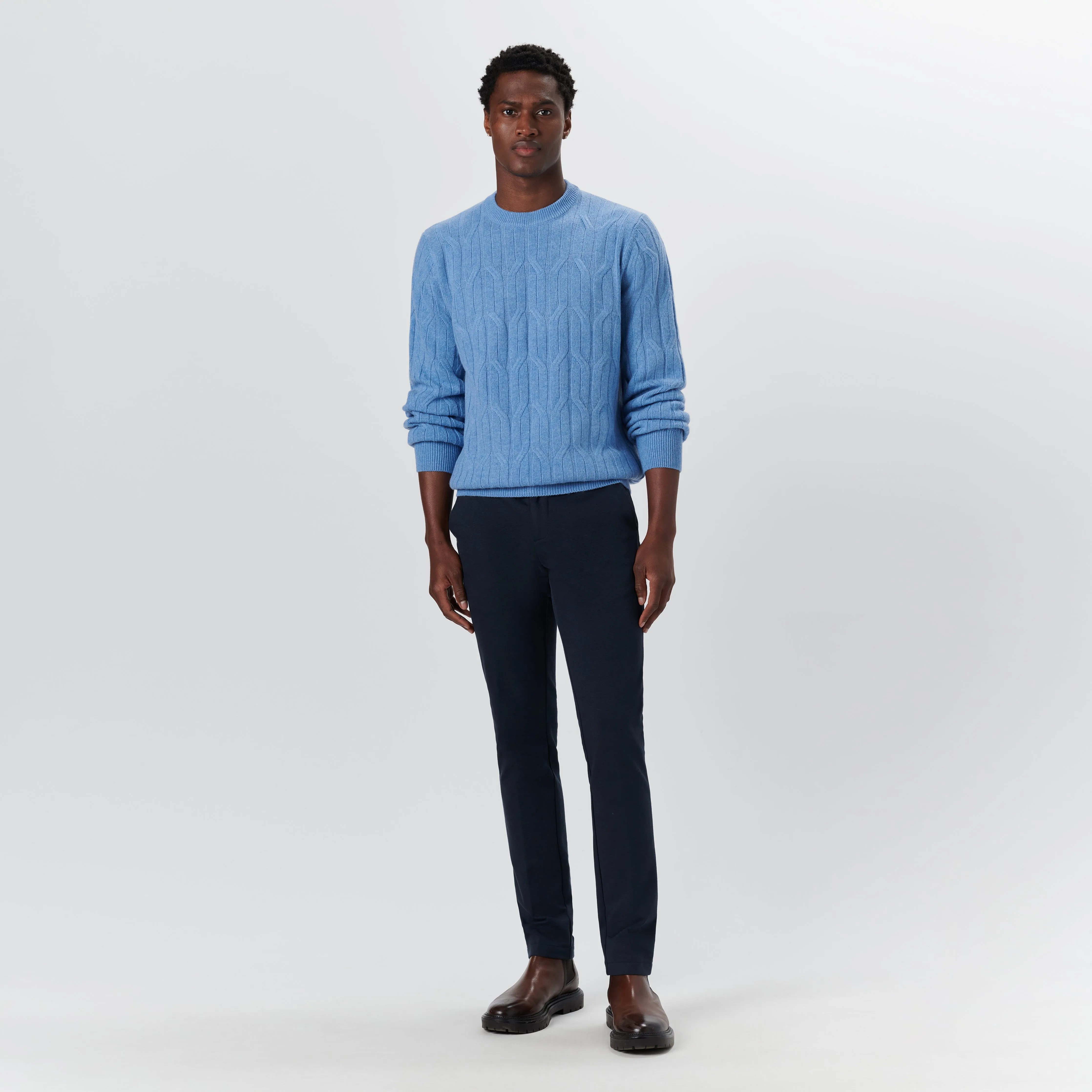 Crew Neck Cable Jacquard Sweater sold by Bugatchi product image thumbnail 5