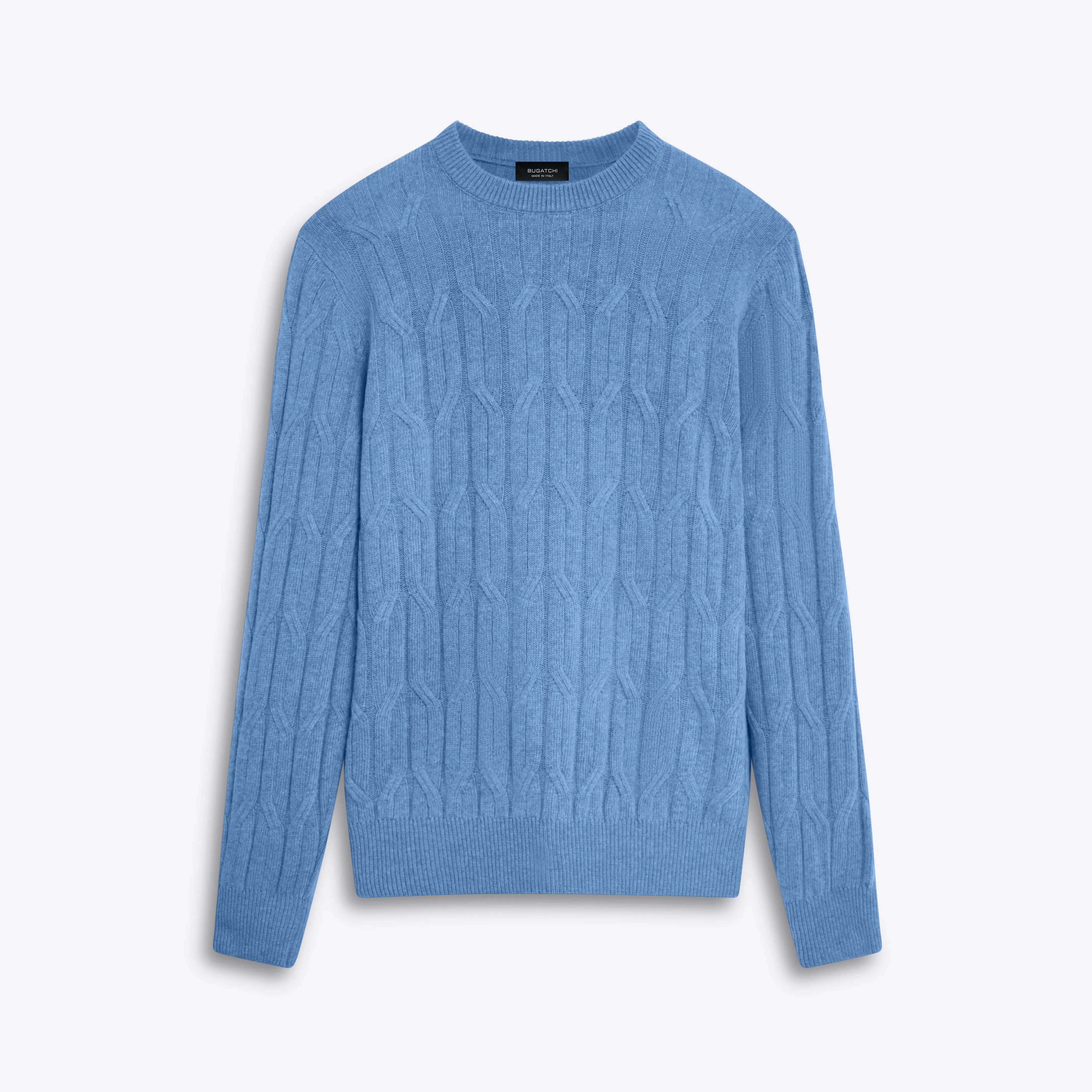 Crew Neck Cable Jacquard Sweater sold by Bugatchi