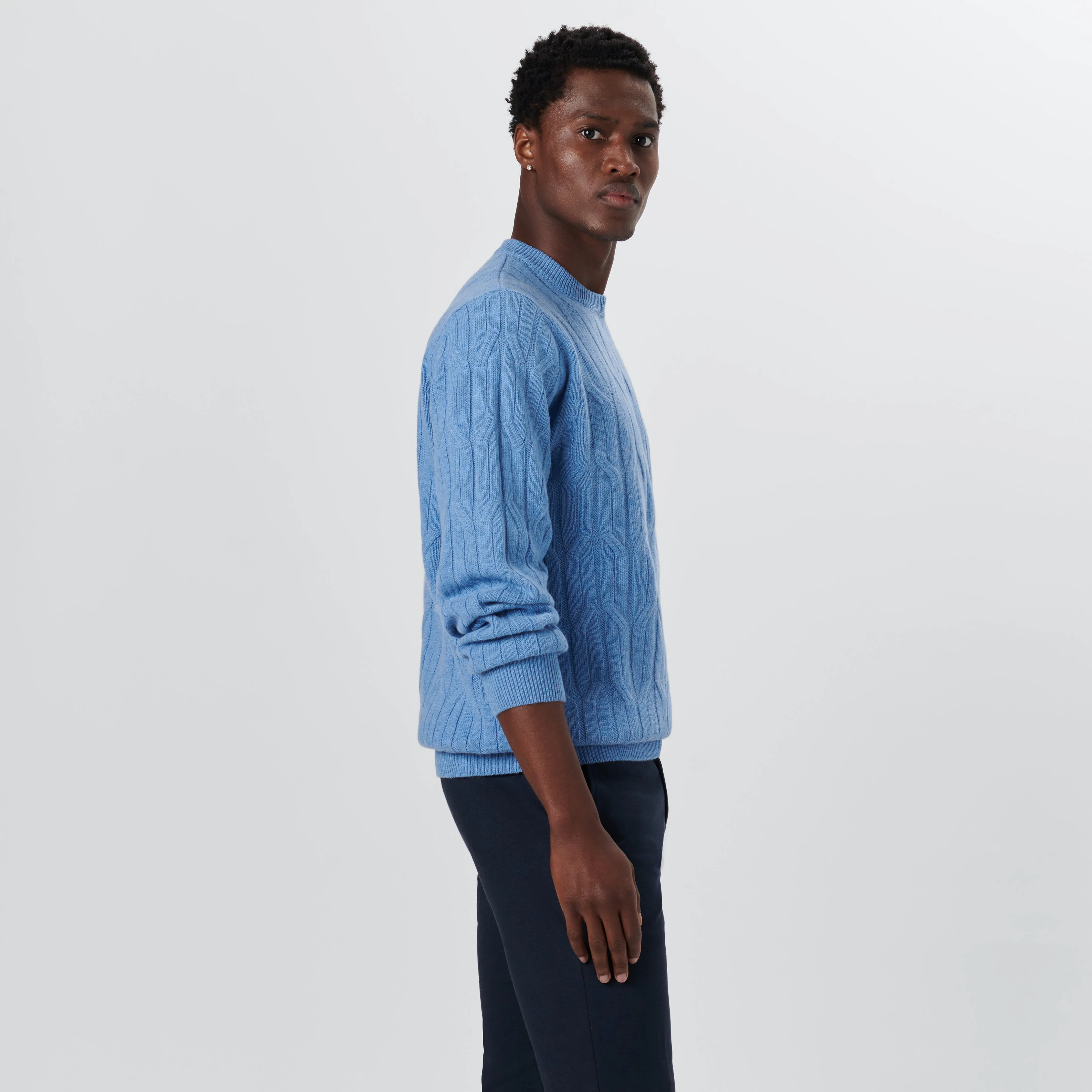 Crew Neck Cable Jacquard Sweater sold by Bugatchi product image thumbnail 3