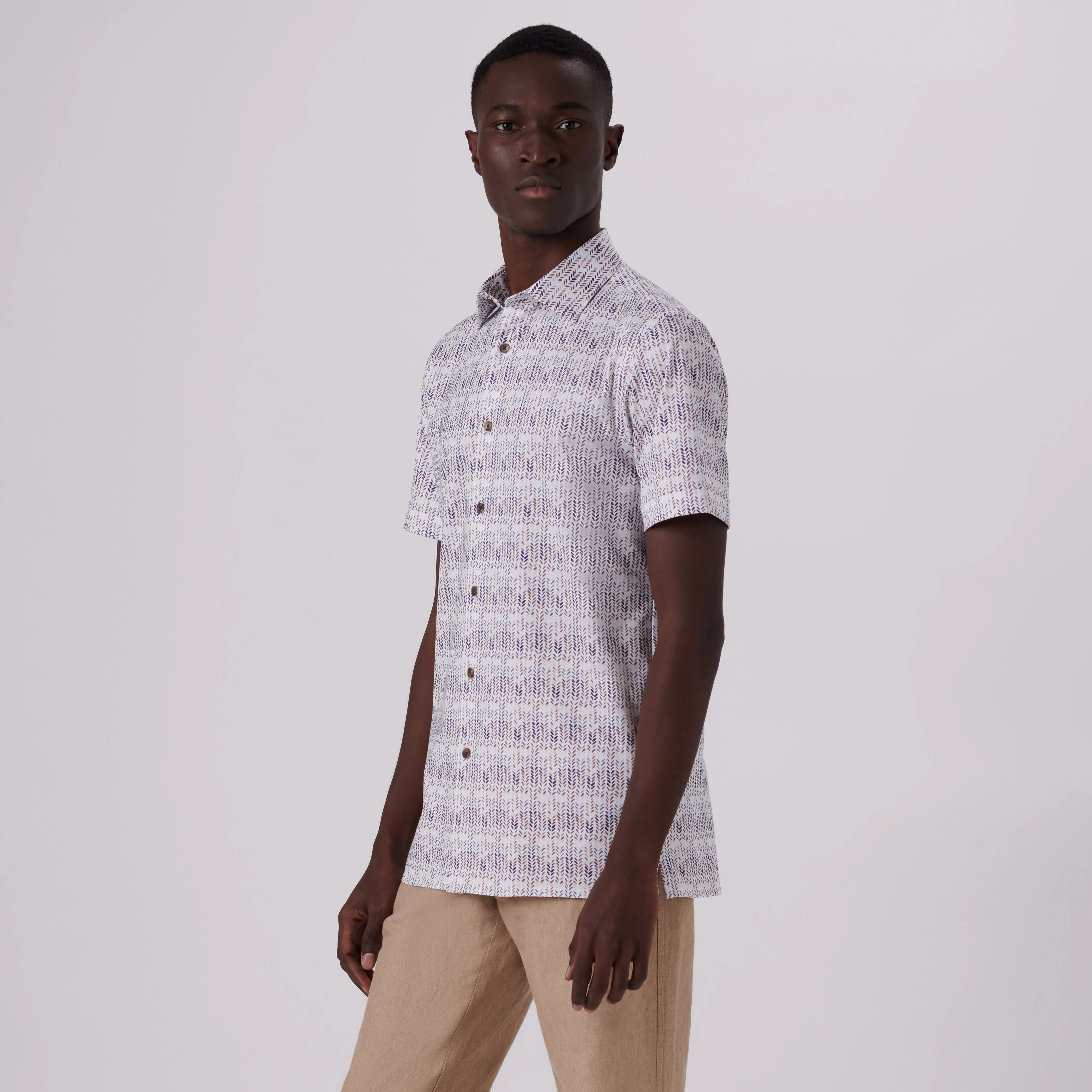 Milo Abstract Print OoohCotton Short Sleeve Shirt sold by Bugatchi product image thumbnail 3