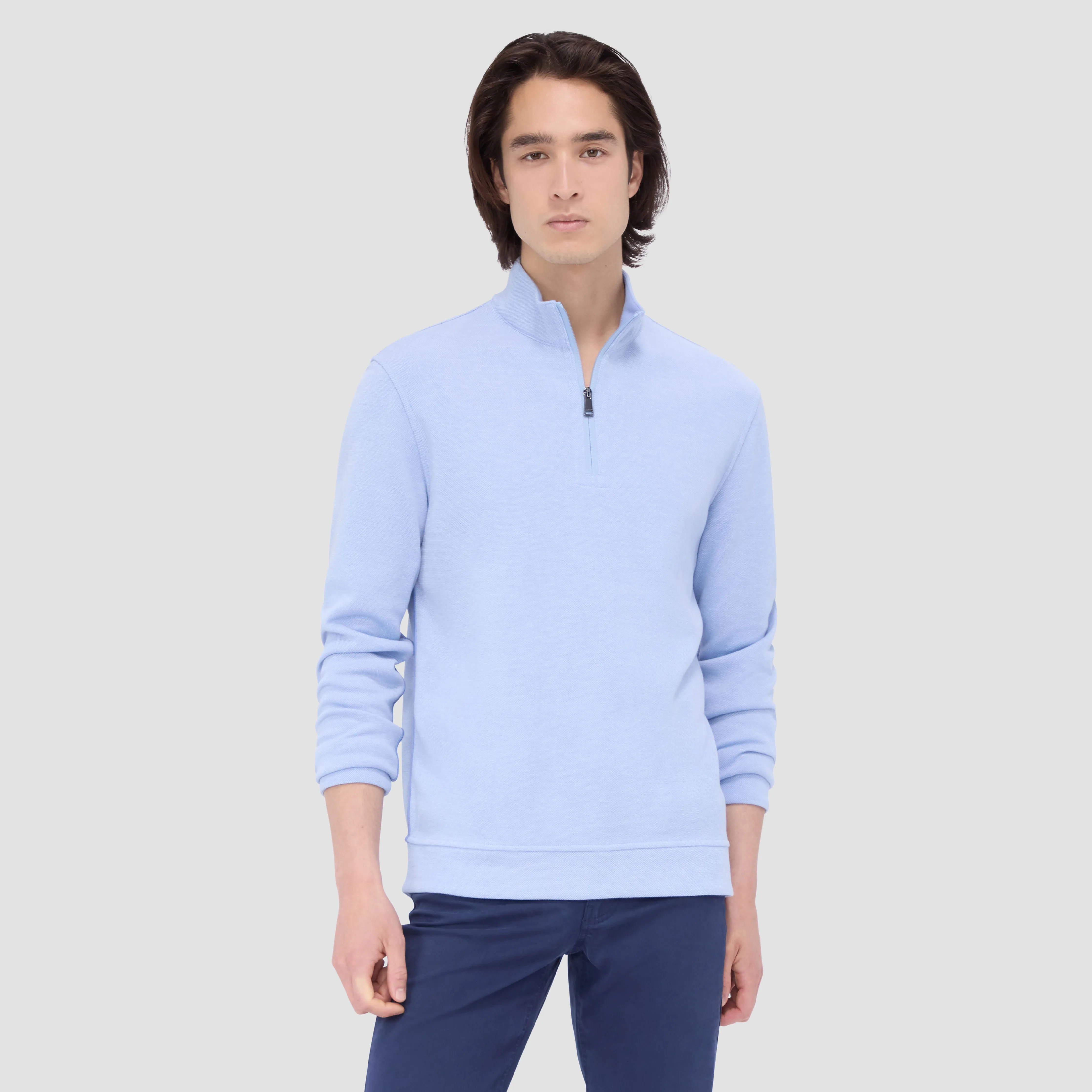 Reversible Pique/Fishermen Knit Quarter-Zip Pullover sold by Bugatchi product image thumbnail 2