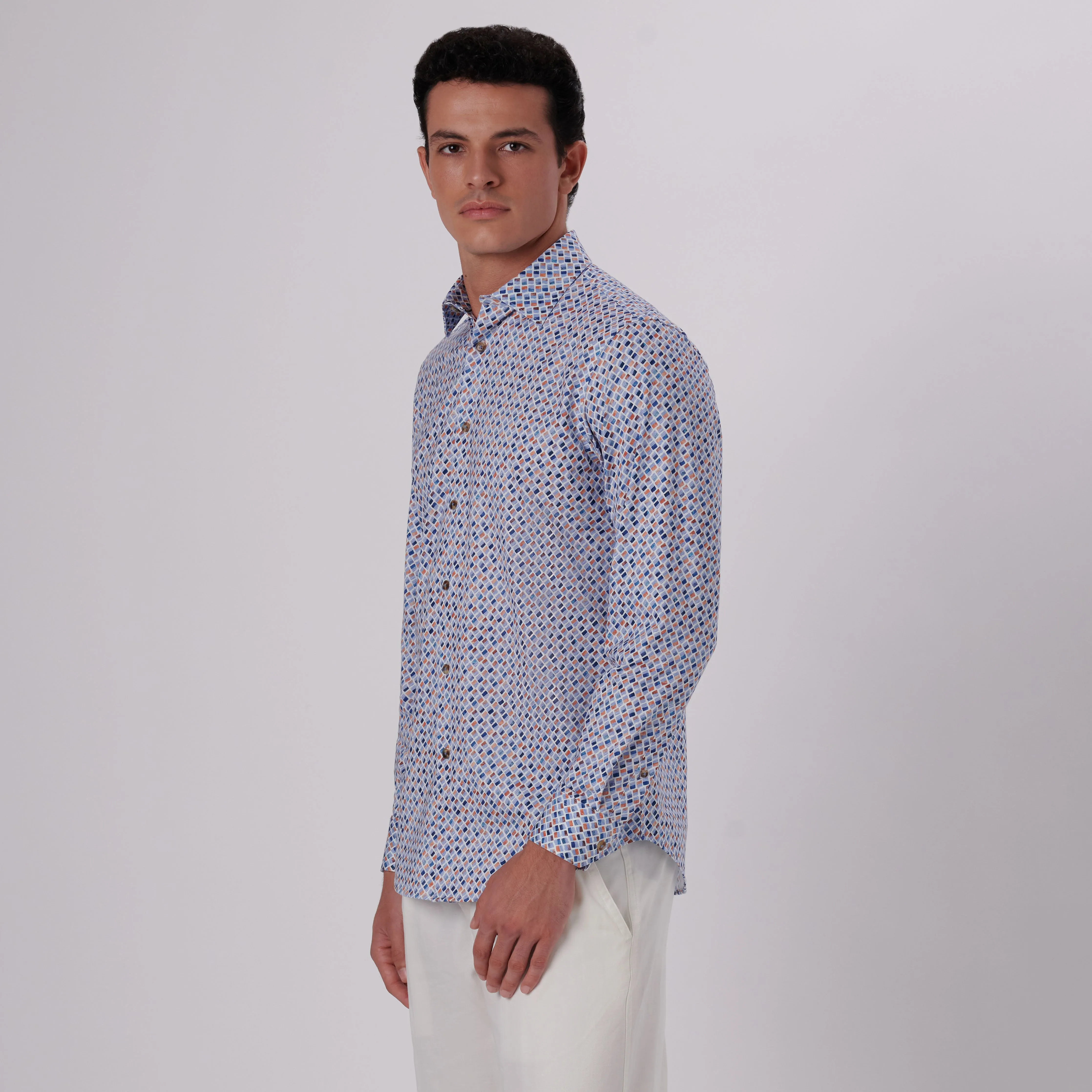 James Diamond Print OoohCotton Shirt sold by Bugatchi product image thumbnail 3