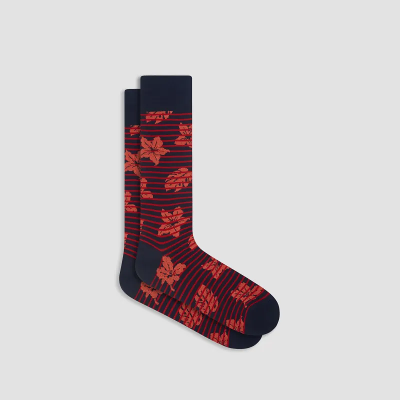 Striped Floral Mid-Calf Socks sold by Bugatchi