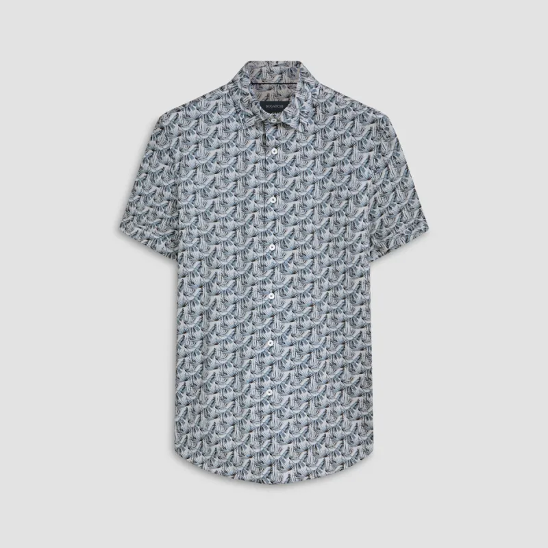 Miles Leaf Print OoohCotton Short Sleeve Shirt sold by Bugatchi