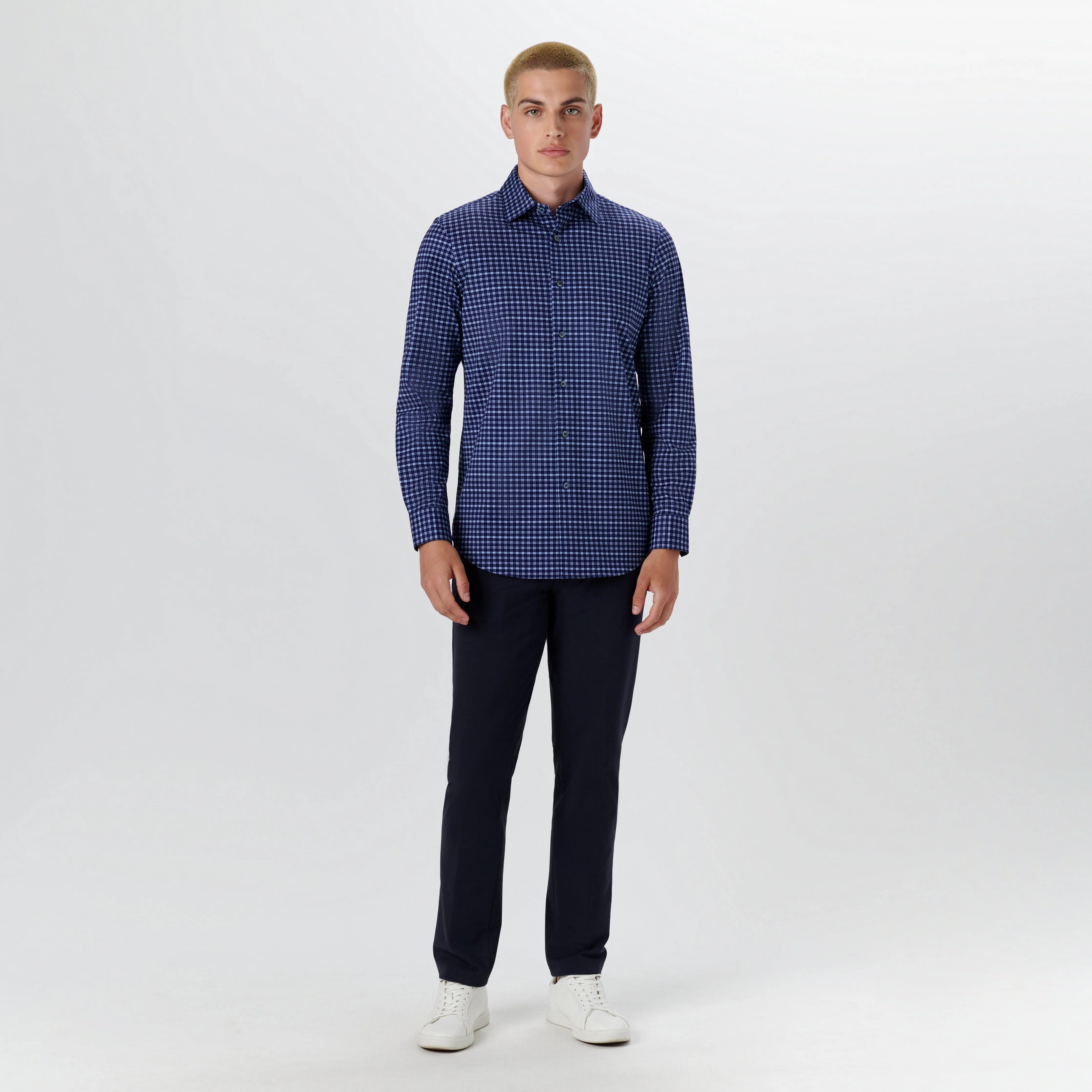 JAMES Plaid Check OoohCotton Twill Shirt sold by Bugatchi product image thumbnail 5