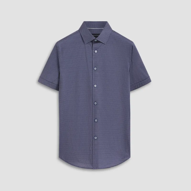 Miles Pin Dot OoohCotton Short Sleeve Shirt sold by Bugatchi