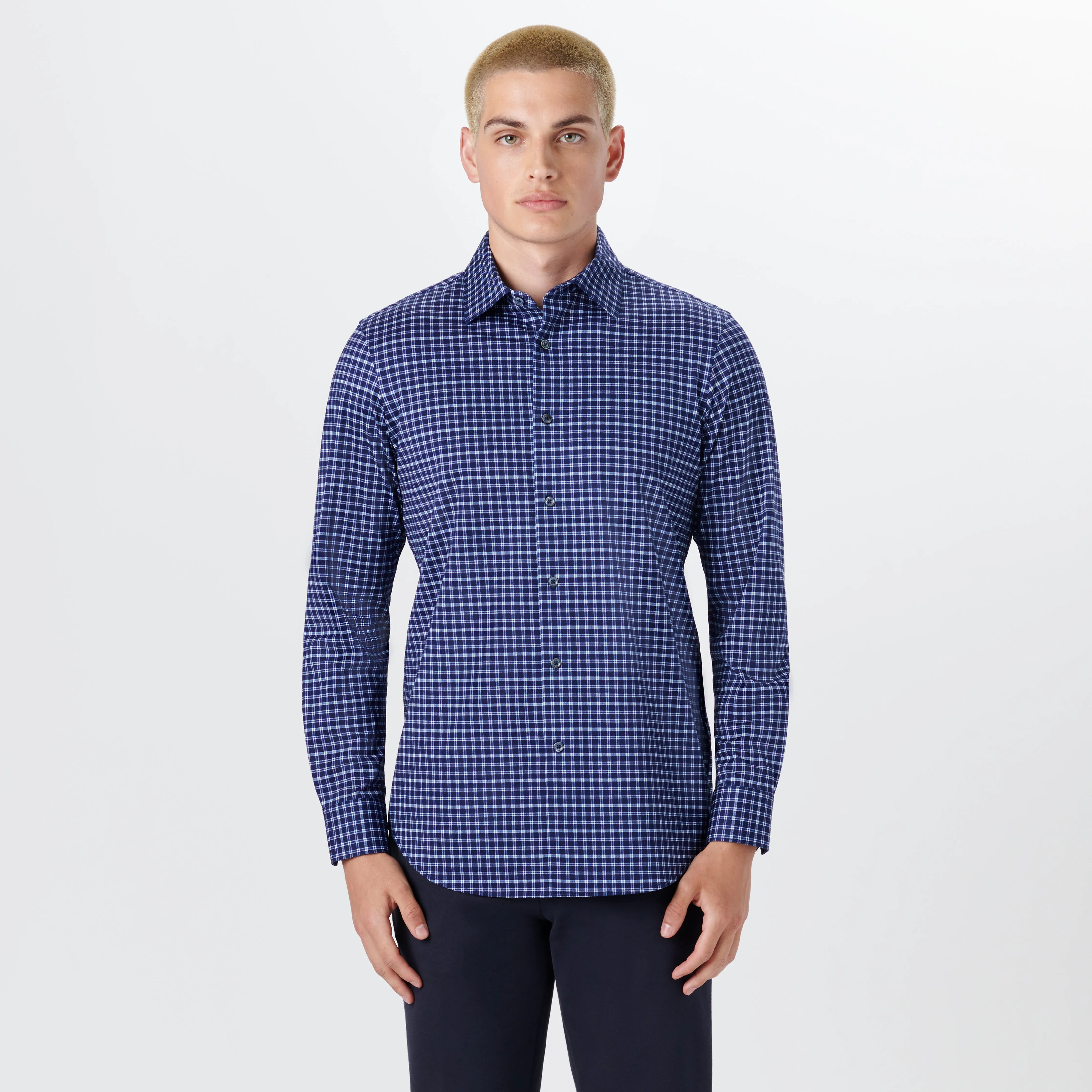 JAMES Plaid Check OoohCotton Twill Shirt sold by Bugatchi product image thumbnail 2