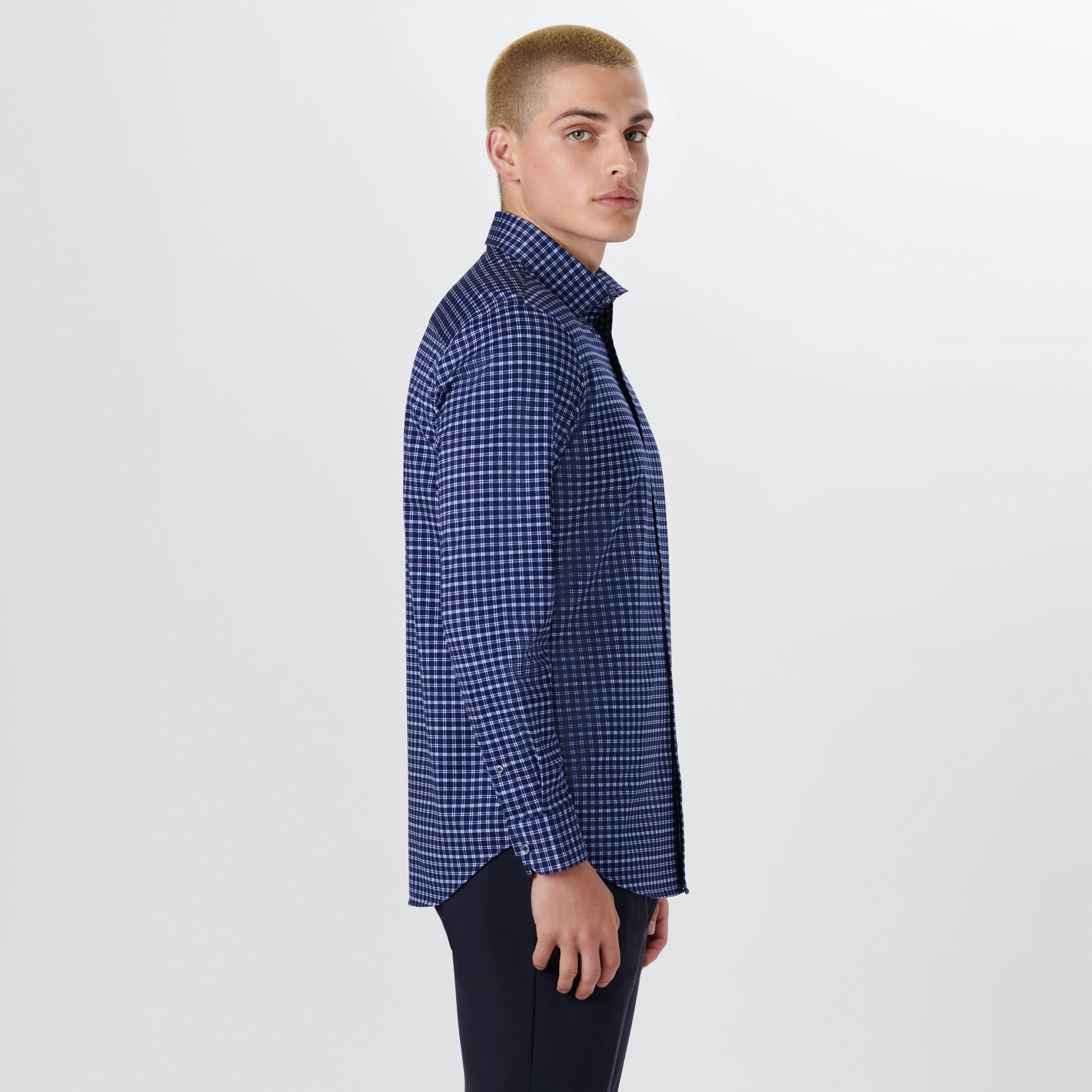 JAMES Plaid Check OoohCotton Twill Shirt sold by Bugatchi product image thumbnail 3