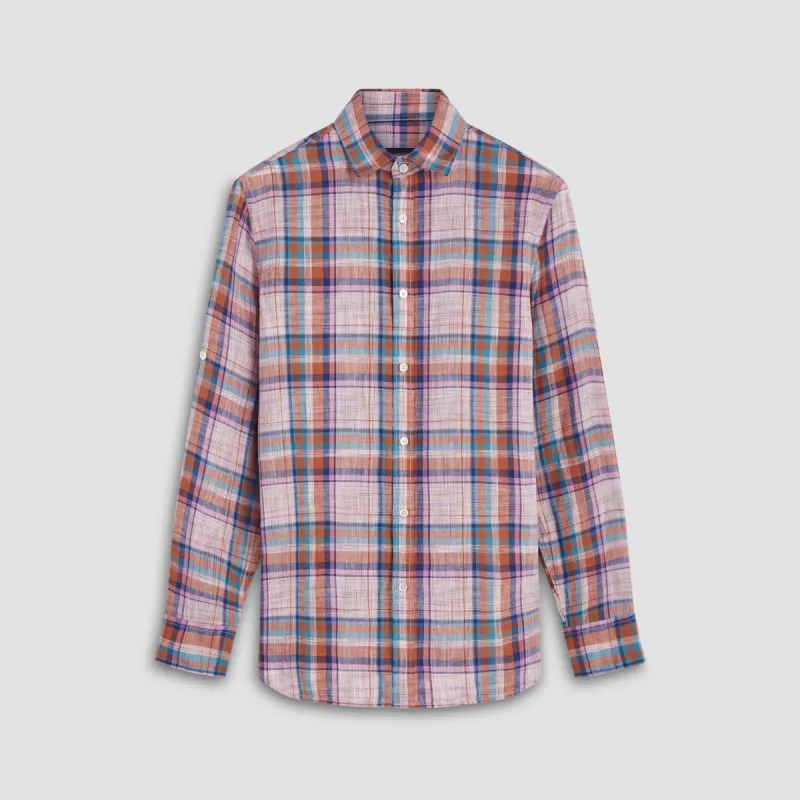 Julian Madras Check Linen Shirt sold by Bugatchi