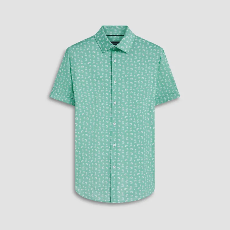 Miles Tropical Print OoohCotton Short Sleeve Shirt sold by Bugatchi