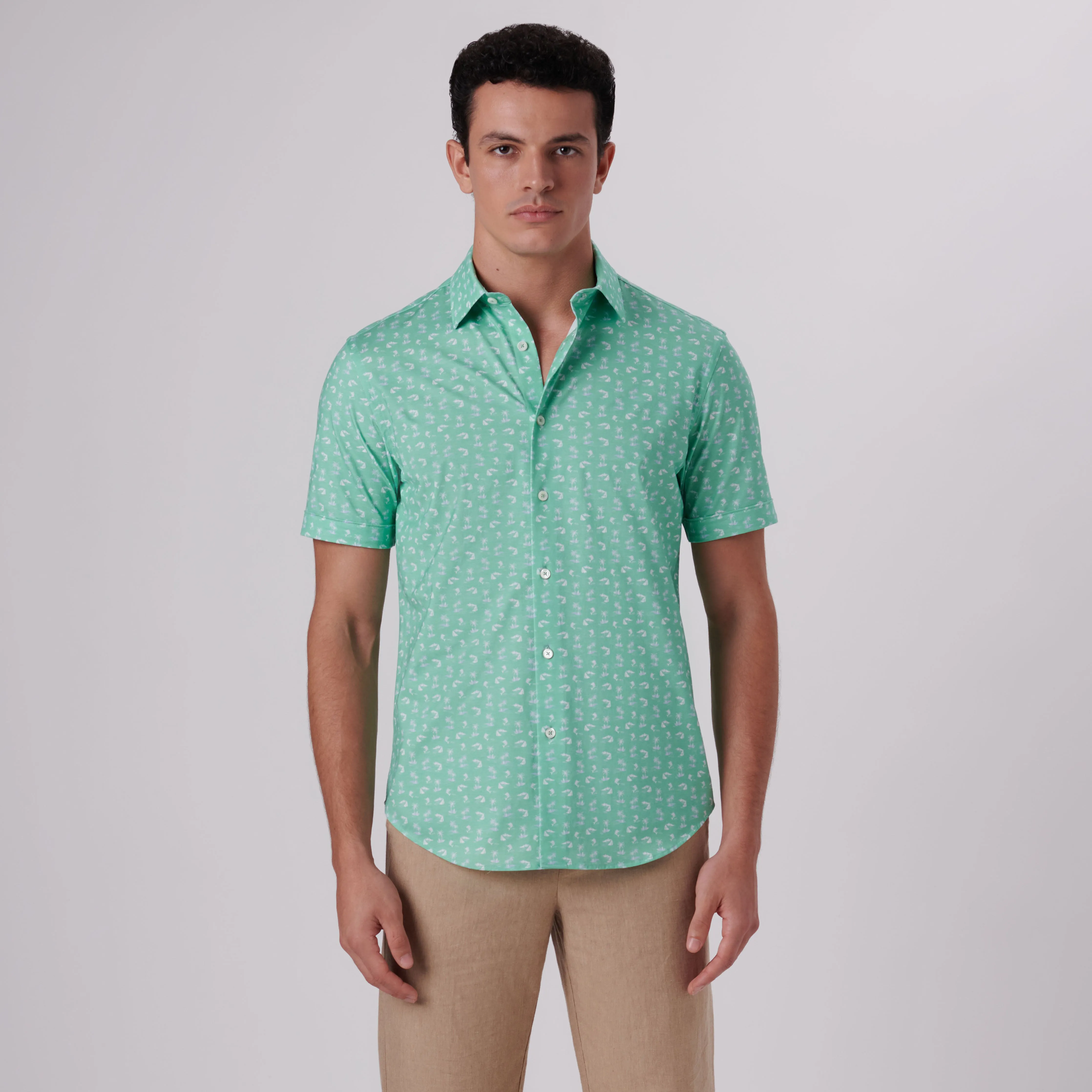 Miles Tropical Print OoohCotton Short Sleeve Shirt sold by Bugatchi product image thumbnail 2