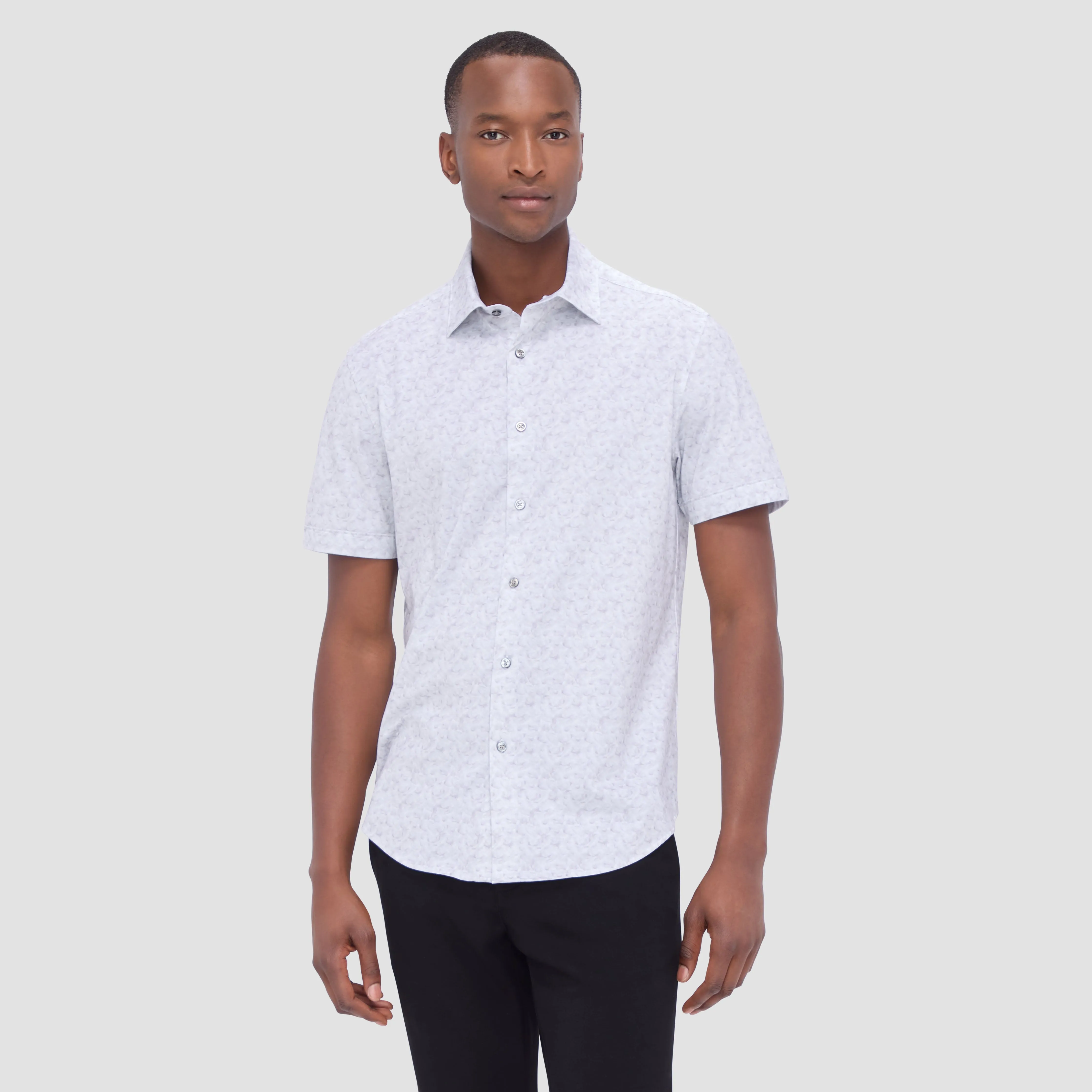 Myron Double Sided Abstract/Check OoohCotton Short Sleeve Shirt sold by Bugatchi product image thumbnail 2