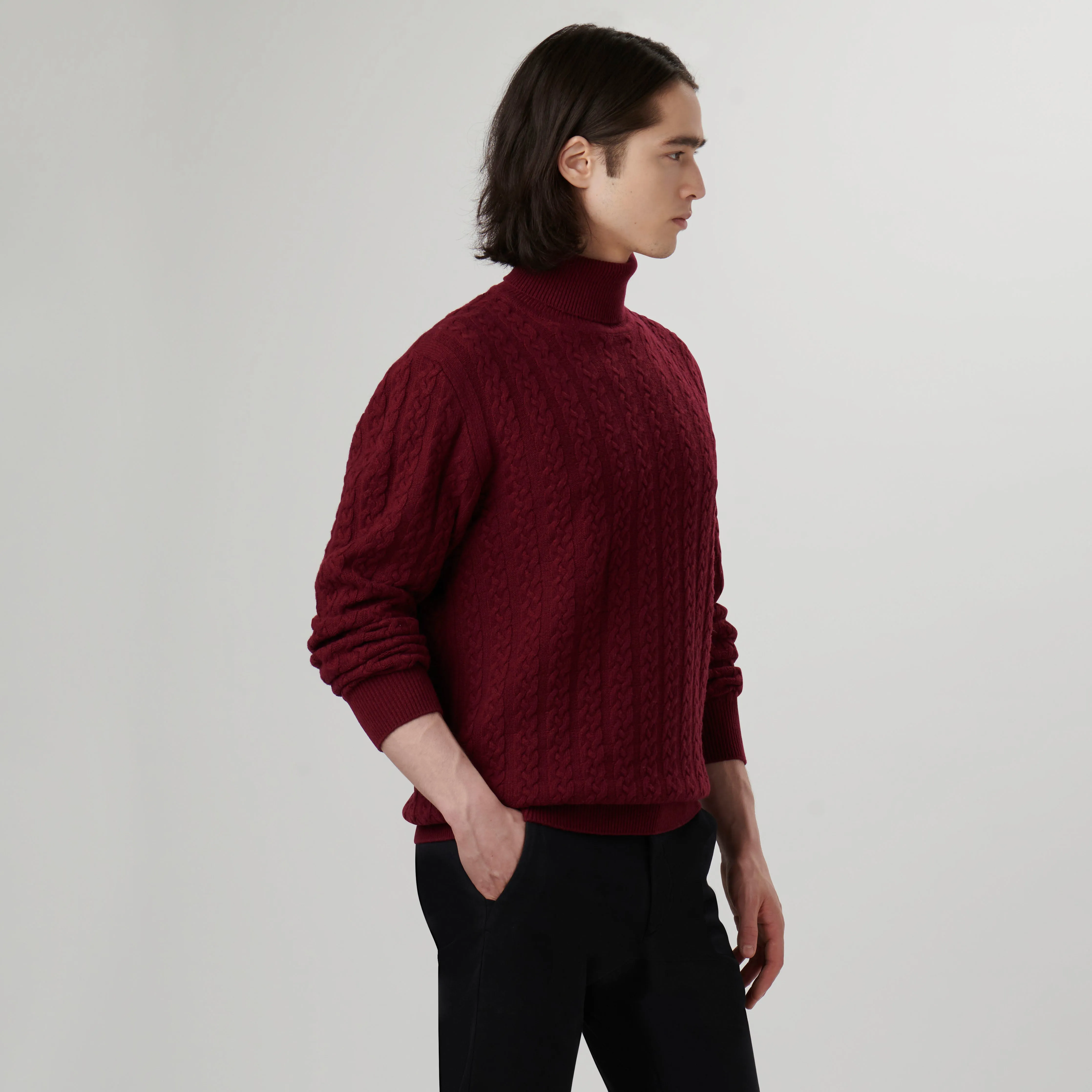 Solid Cable Turtleneck Sweater sold by Bugatchi product image thumbnail 3