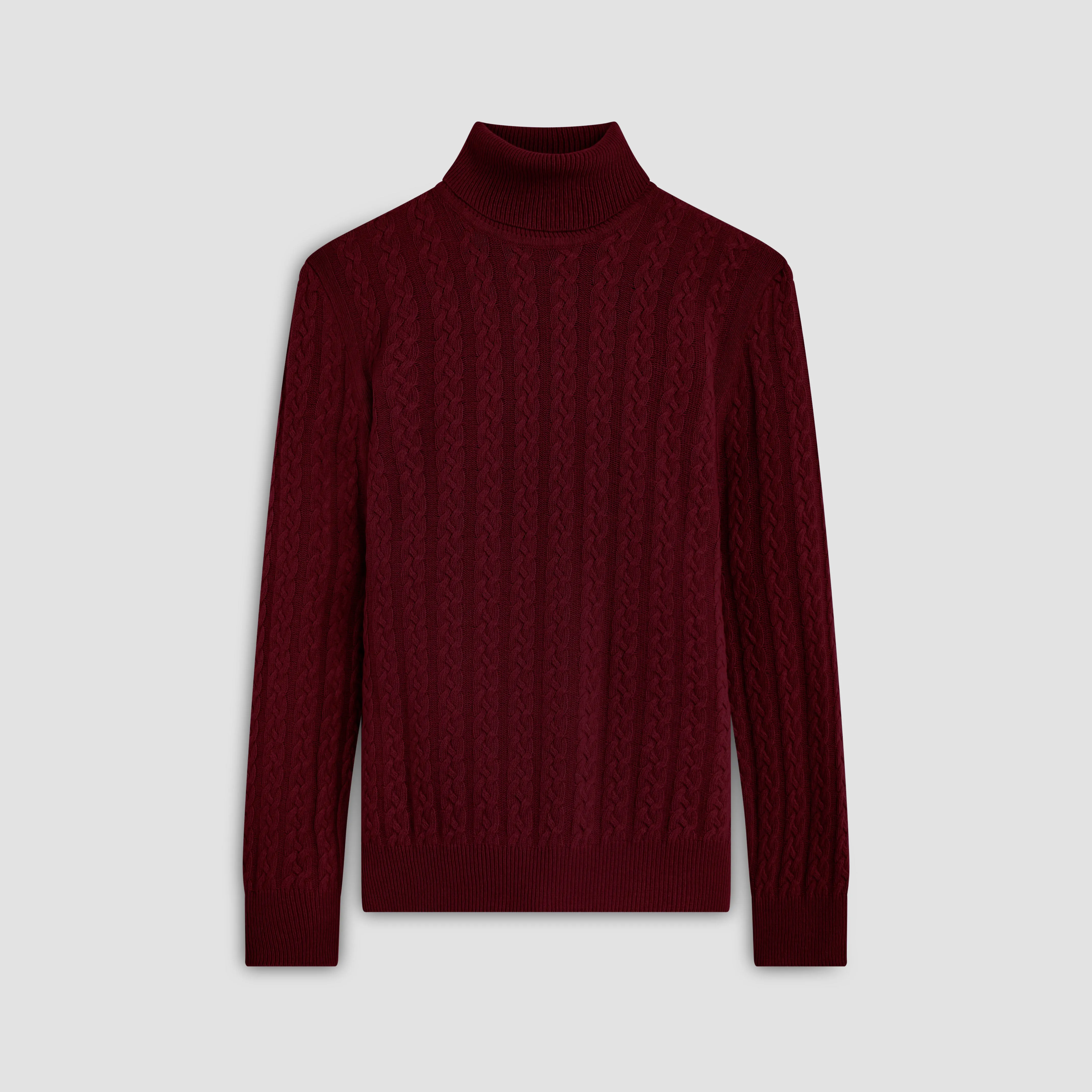 Solid Cable Turtleneck Sweater sold by Bugatchi