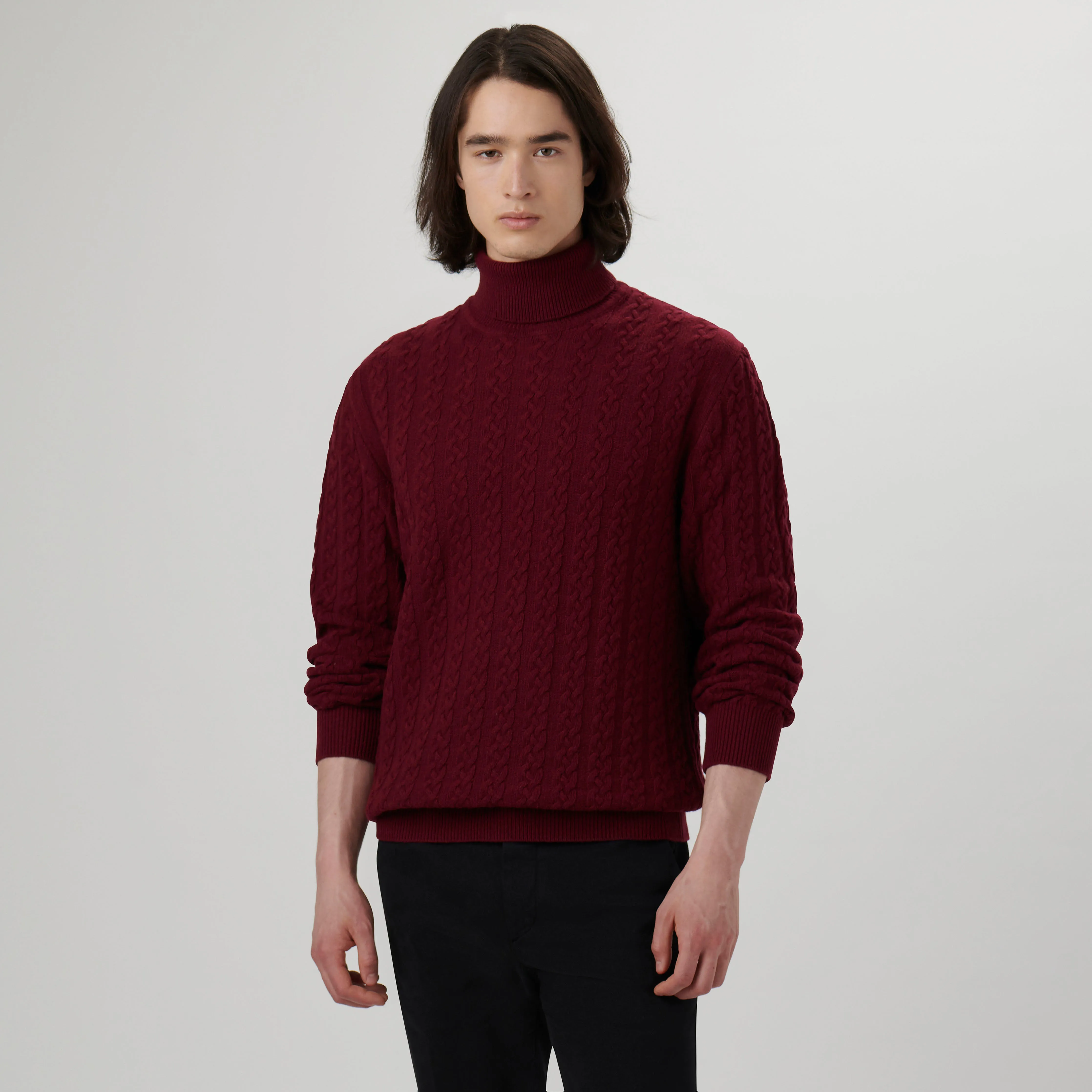 Solid Cable Turtleneck Sweater sold by Bugatchi product image thumbnail 2