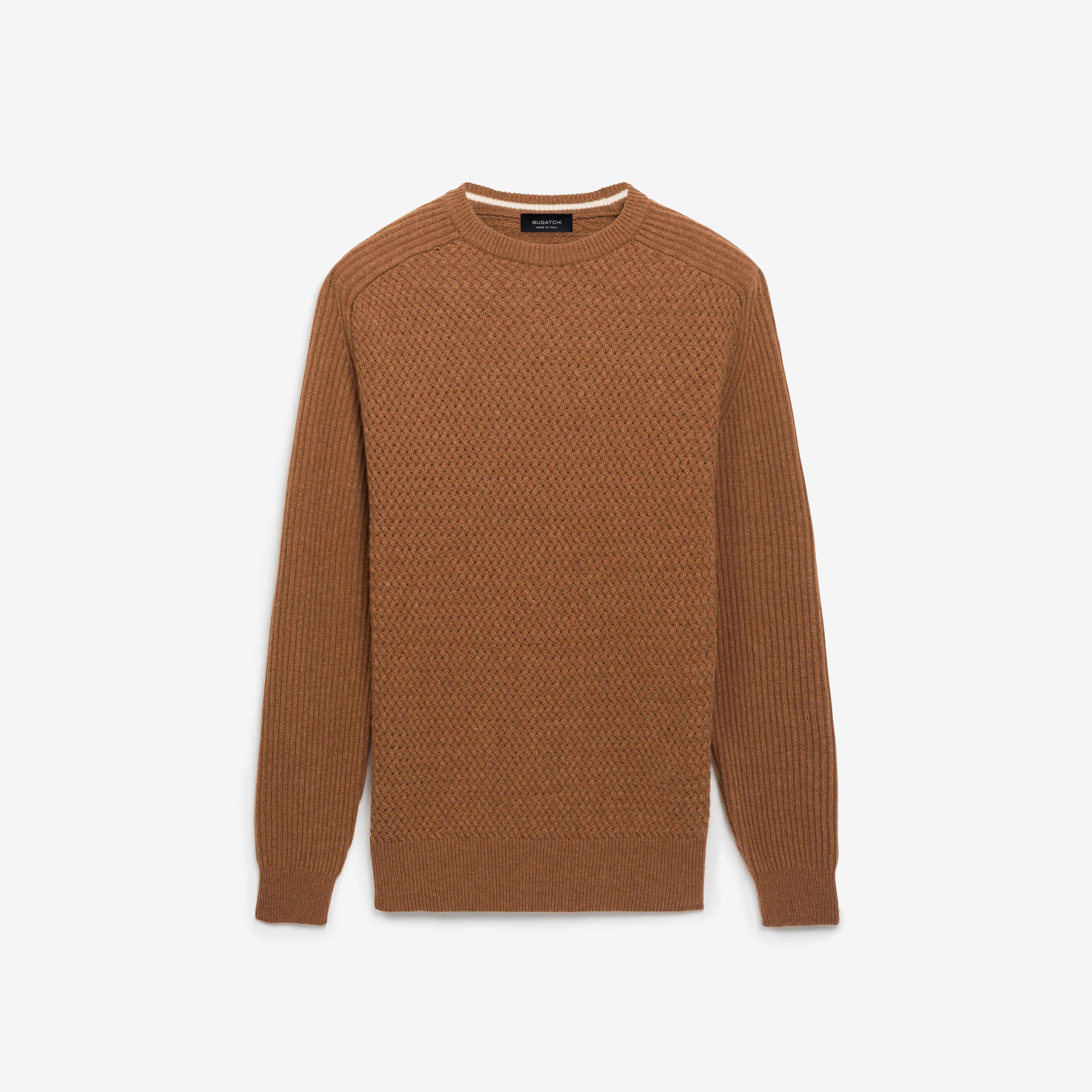 Basketweave Knit Crew Neck Sweater sold by Bugatchi
