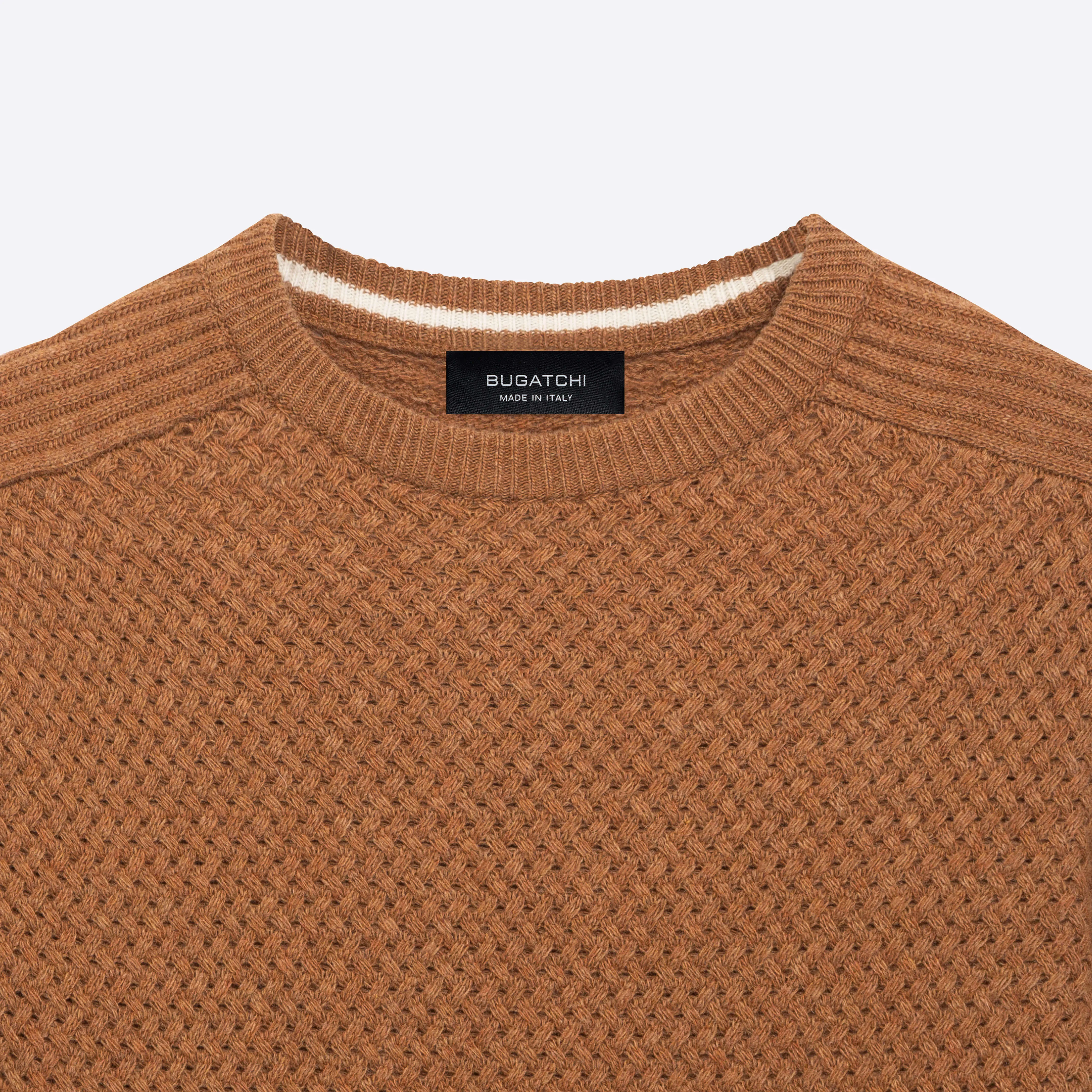 Basketweave Knit Crew Neck Sweater sold by Bugatchi product image thumbnail 2