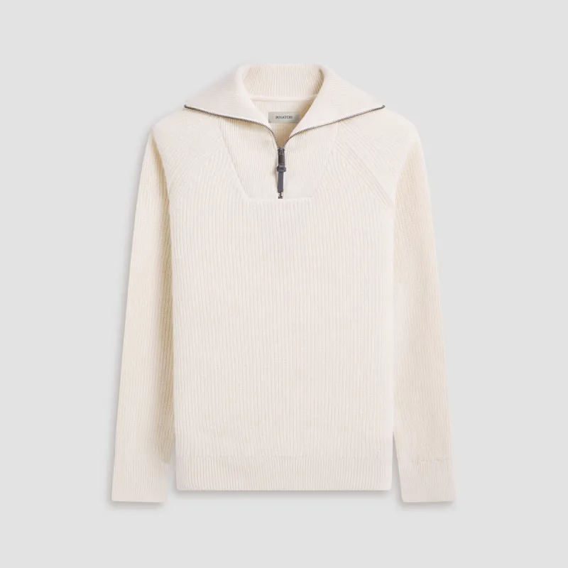 Fisherman Rib-Stitch Quarter-Zip Sweater sold by Bugatchi